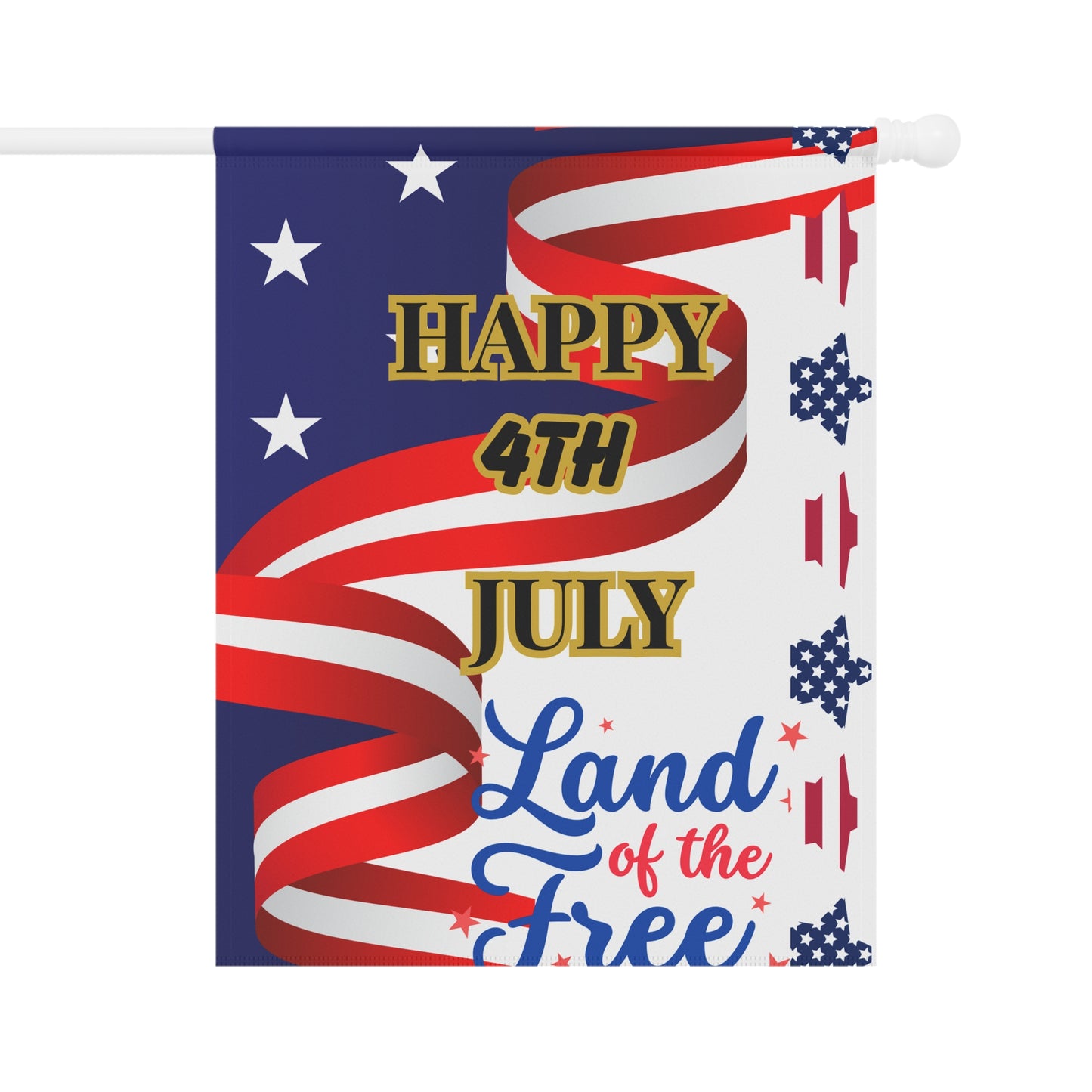 Happy 4th July Land of the Free Garden Banner | Patriotic House Flag
