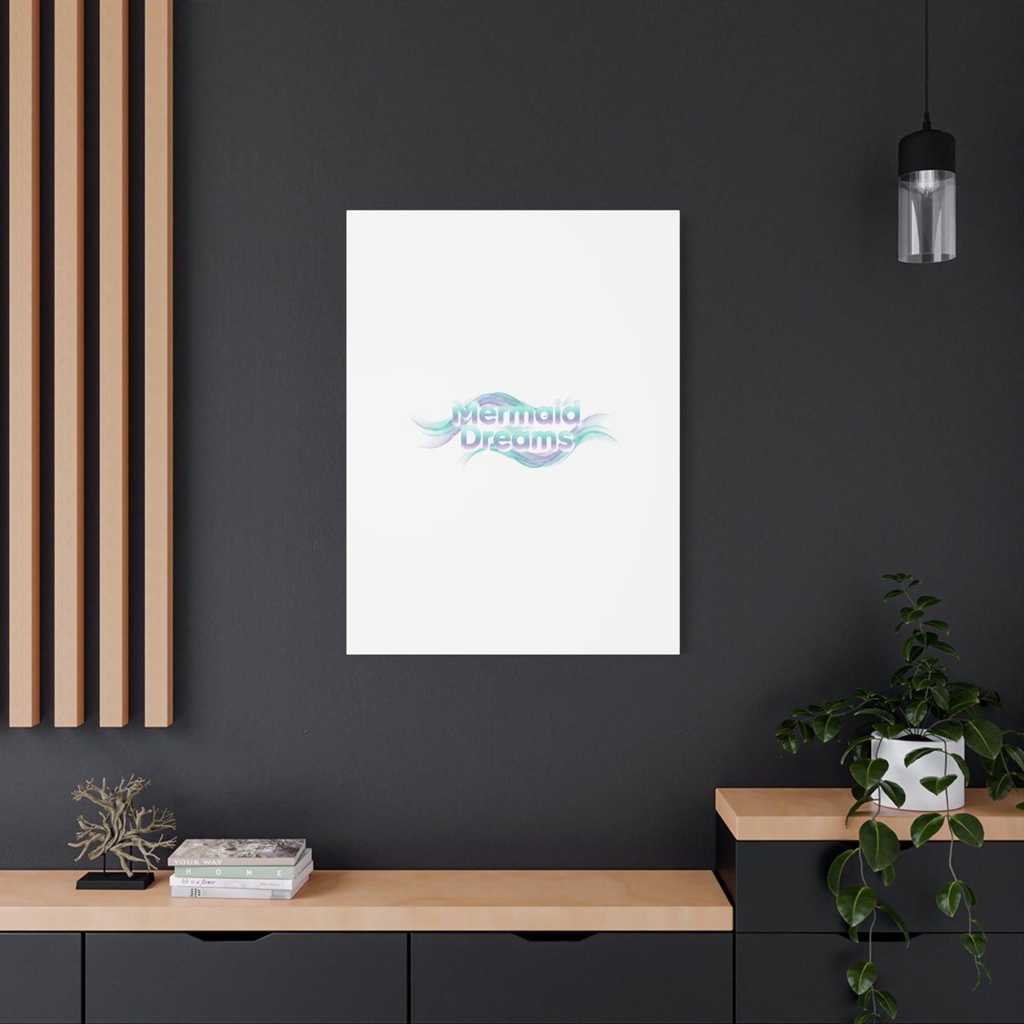 Mermaid Dreams Matte Canvas | iridescent text, pearly word accent