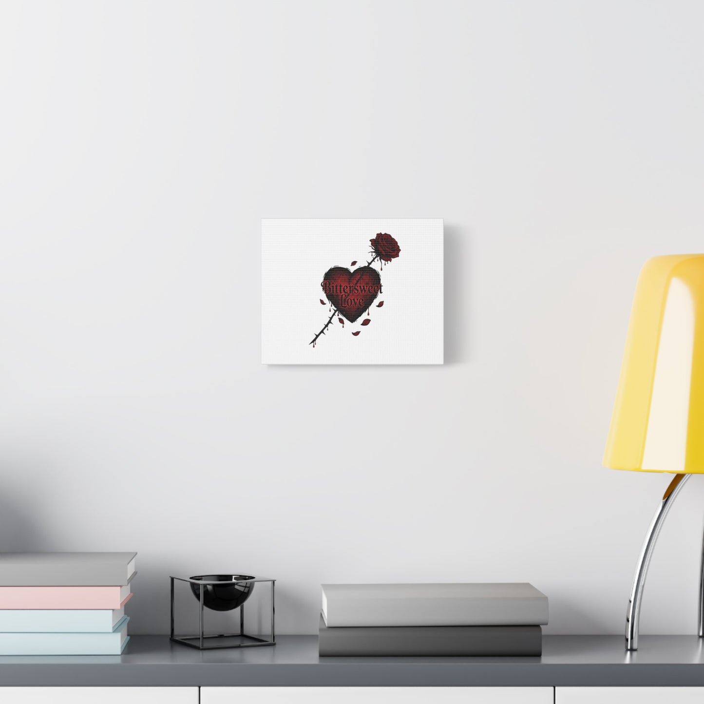 Bittersweet Love heart & thorn rose Canvas | Goth Valentine, Dark Romance Art Print