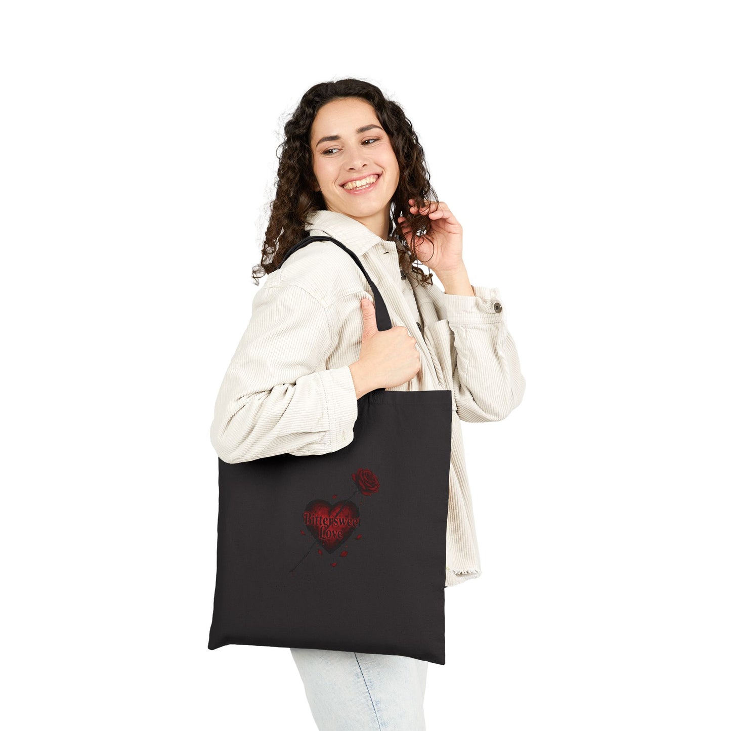 Bleeding Heart Tote Bag | goth valentine, dark romance black rose