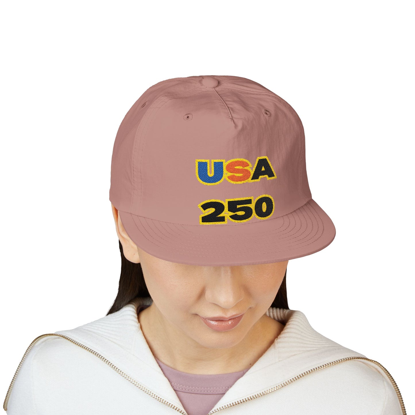 USA 250 Surf Cap | Embroidered Trucker Hat, White Snapback