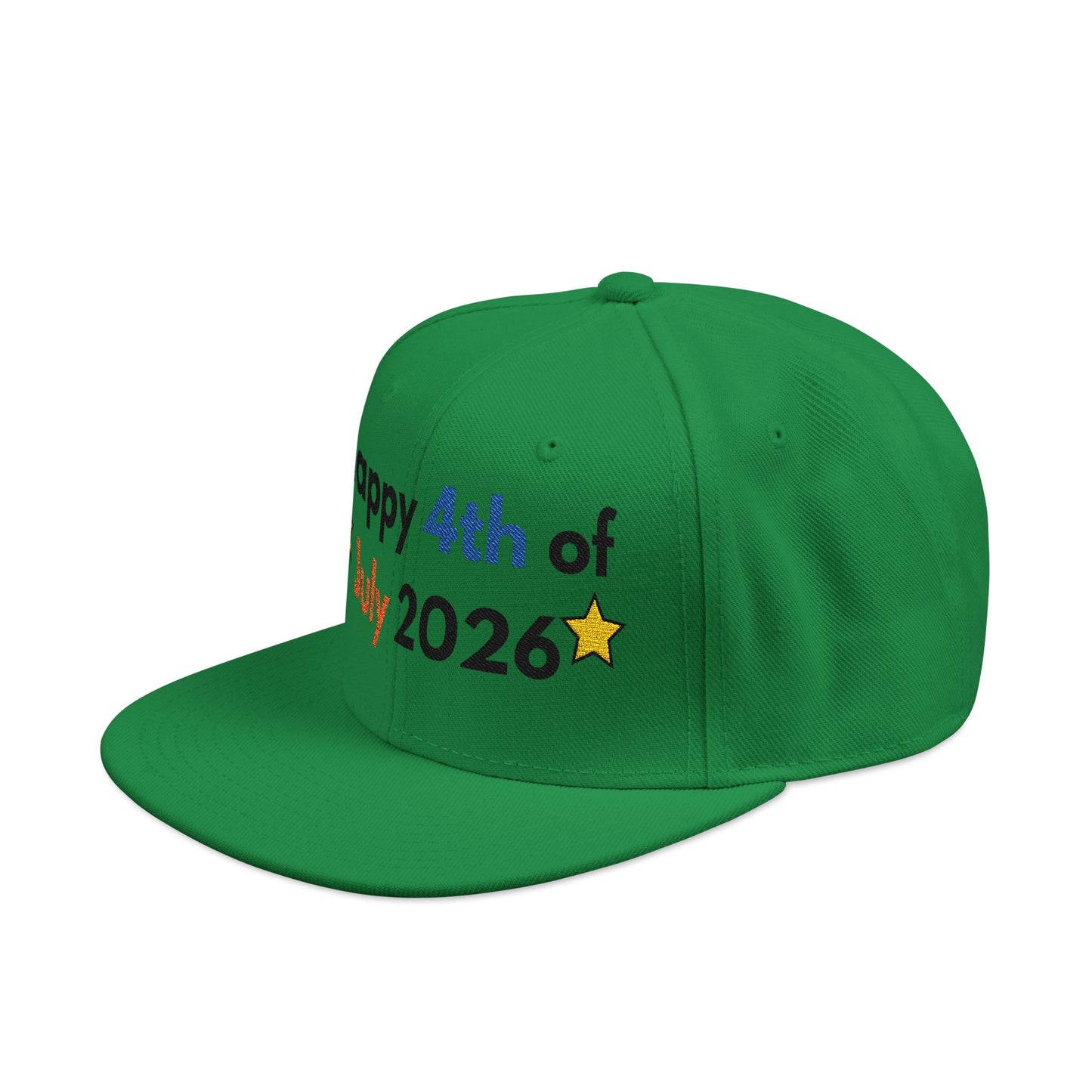 Happy 4th of July 2026 Embroidered Snapback Hat