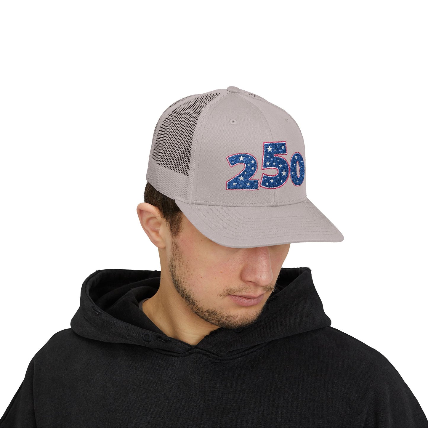 Blue Glitter 250 Patch Snapback Cap | Trucker Mesh Hat