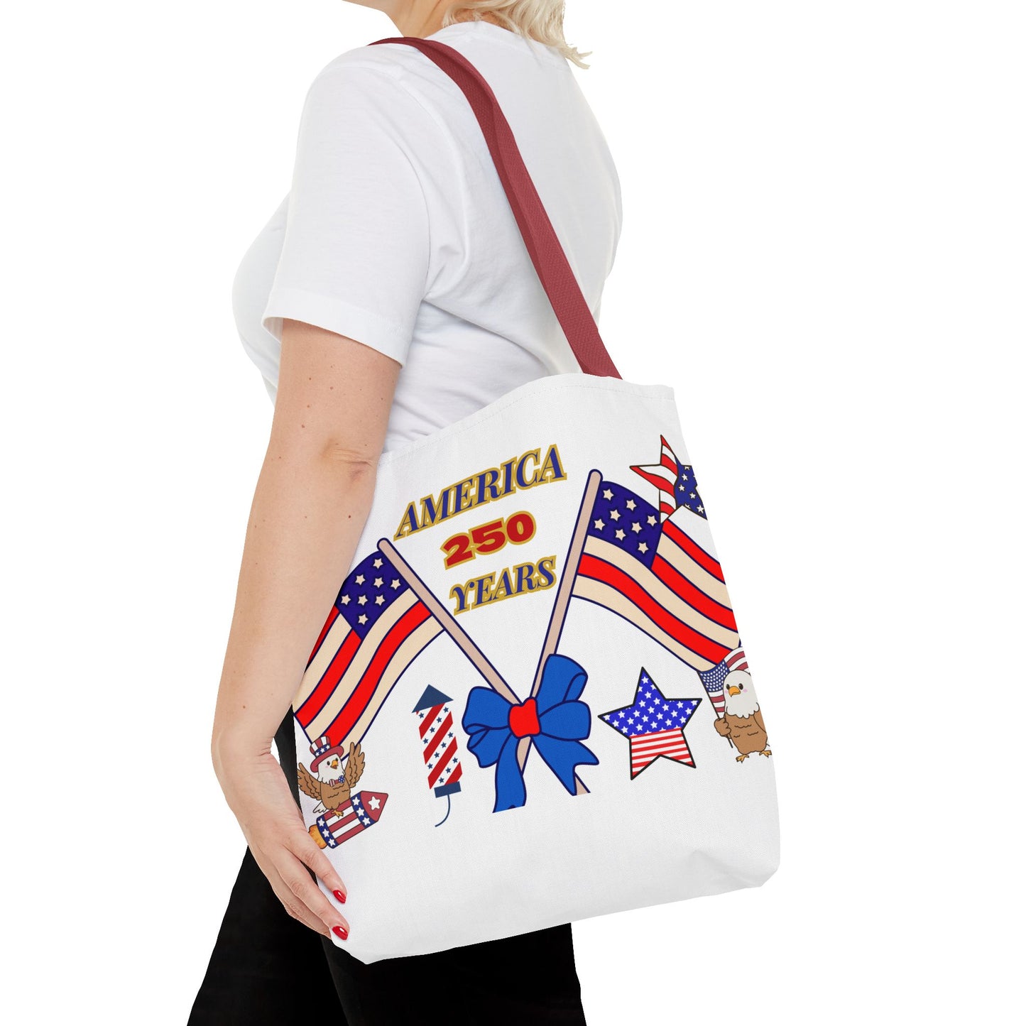 America 250 Years Flag Crossed Flags Patriotic Tote Bag | Independence Day