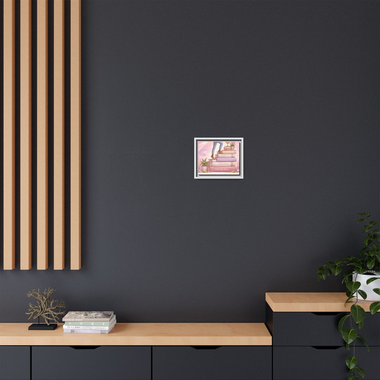 Dream Big Wall Art — Motivational Stacked Books Framed Canvas