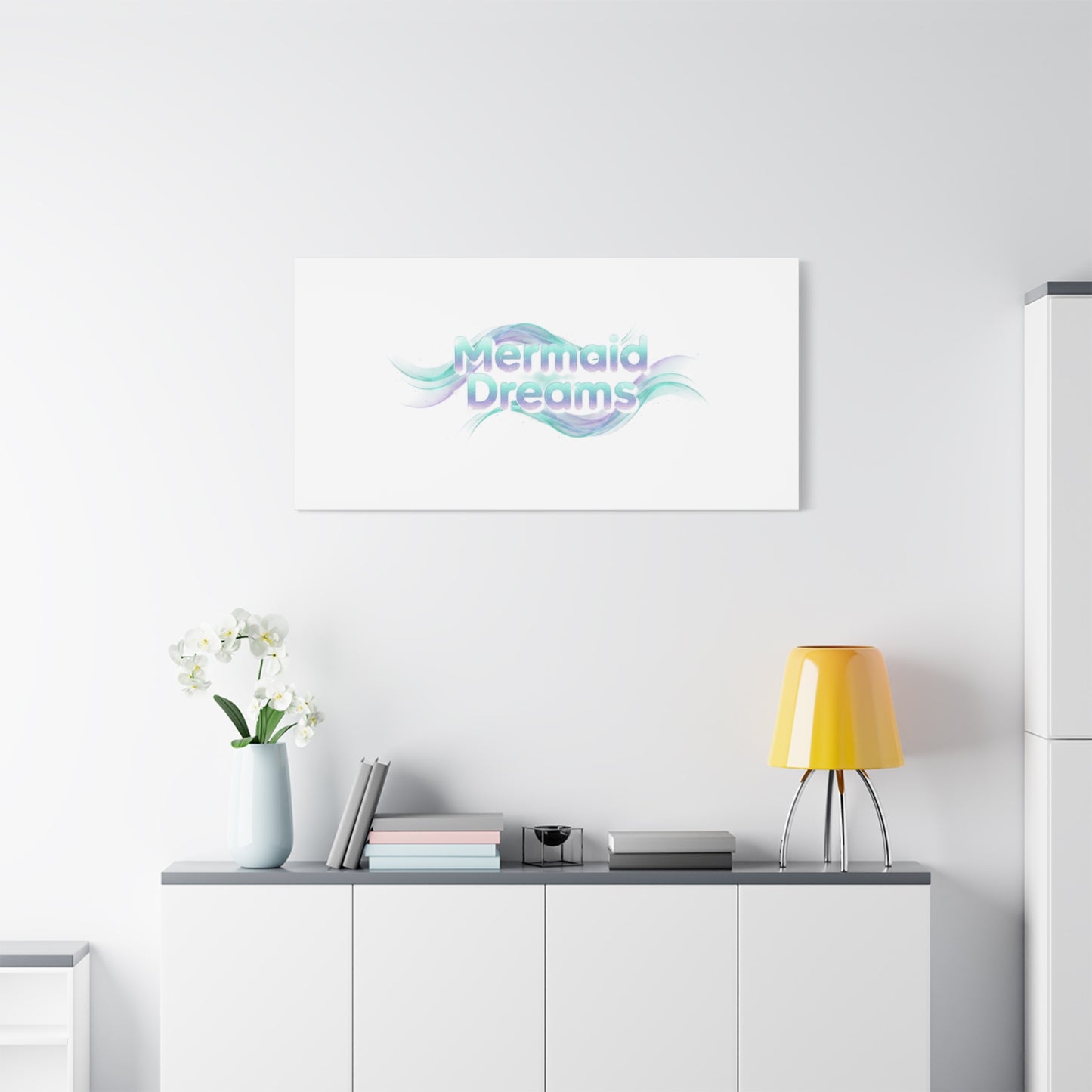 Mermaid Dreams Matte Canvas | iridescent text, pearly word accent