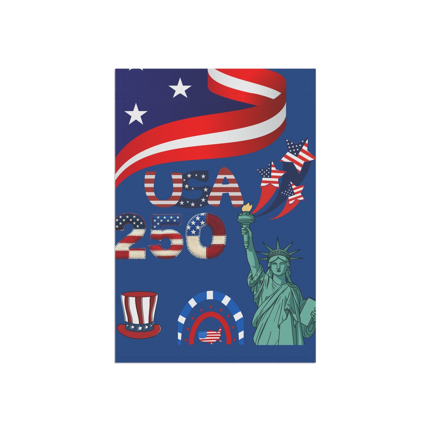 USA 250 Patriotic Garden Banner | Statue of Liberty, Flag Elements