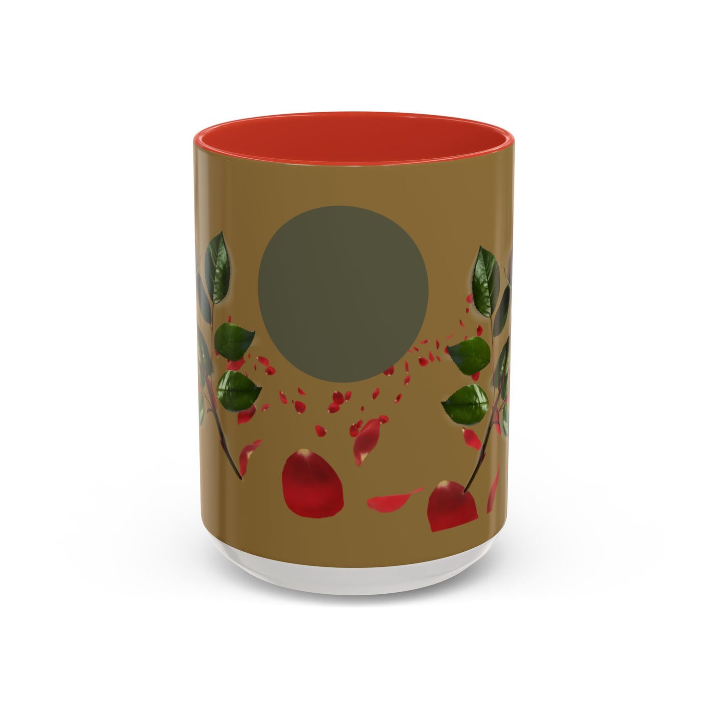 Red Rose Petals Coffee Mug  Accent Black Handle Interior,