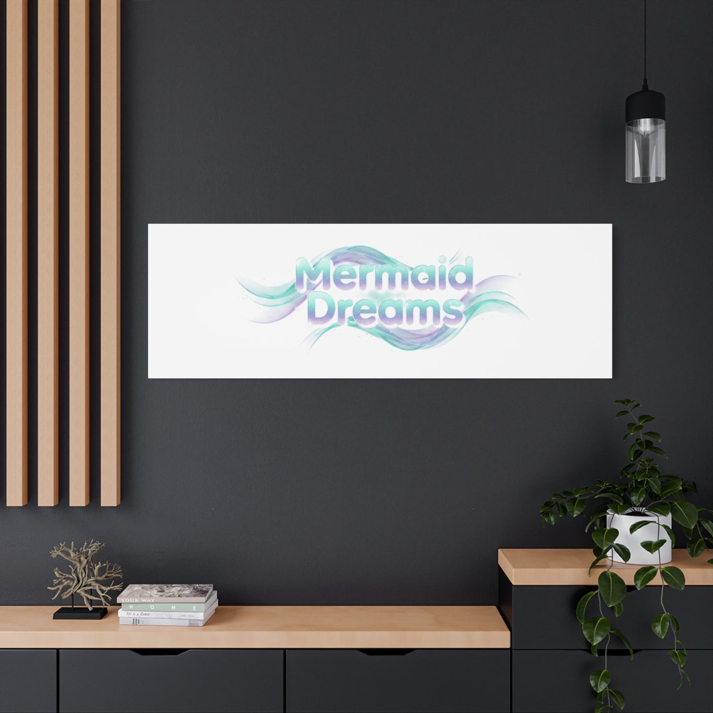 Mermaid Dreams Matte Canvas | iridescent text, pearly word accent