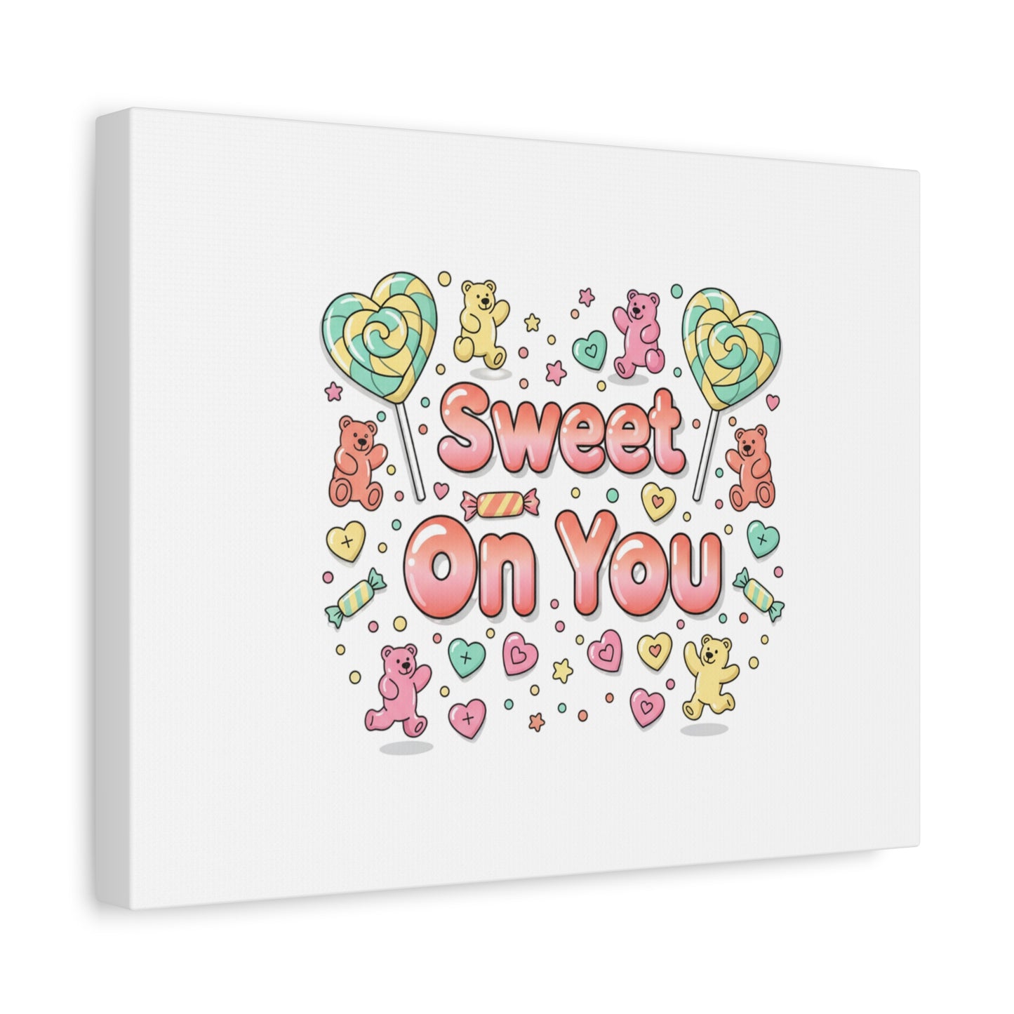 Sweet On You Canvas | Valentine Candycore heart candy pattern, pastel snackcore art