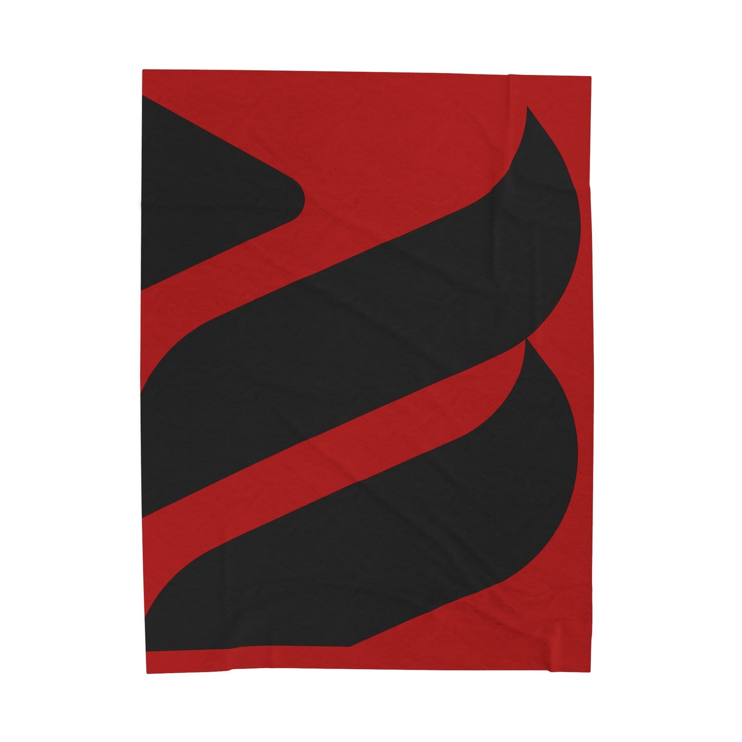 Bold Red Black Abstract Wave Velveteen Plush Blanket | Modern Geometric Throw