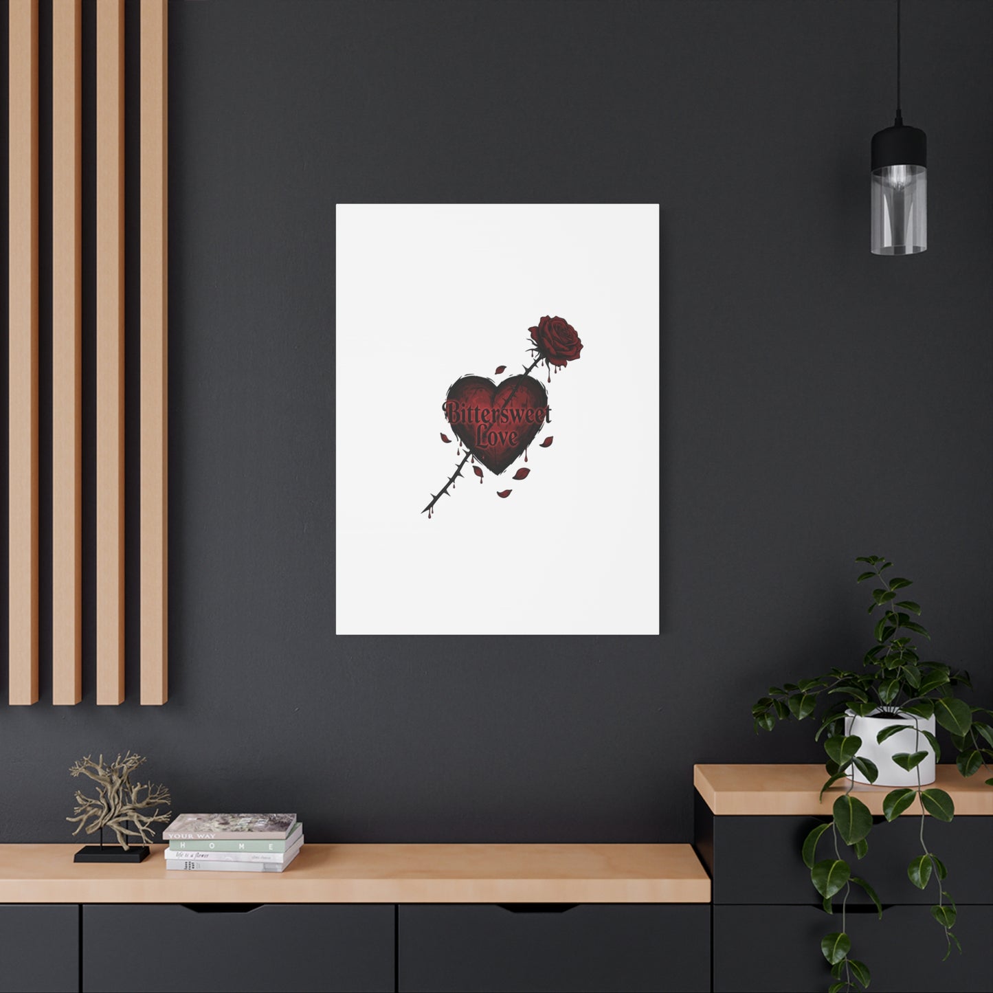 Bittersweet Love heart & thorn rose Canvas | Goth Valentine, Dark Romance Art Print