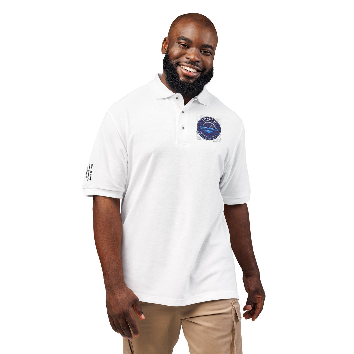 Embroidered Blue Ripple Logo Polo