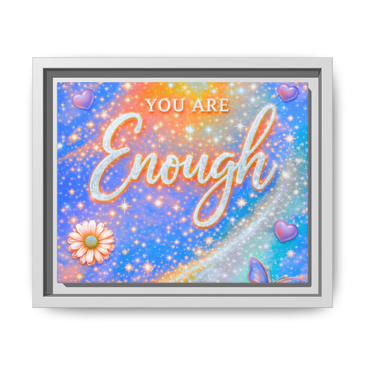 You Are Enough Framed Canvas Print — Inspirational Wall Art (Multicolor)
