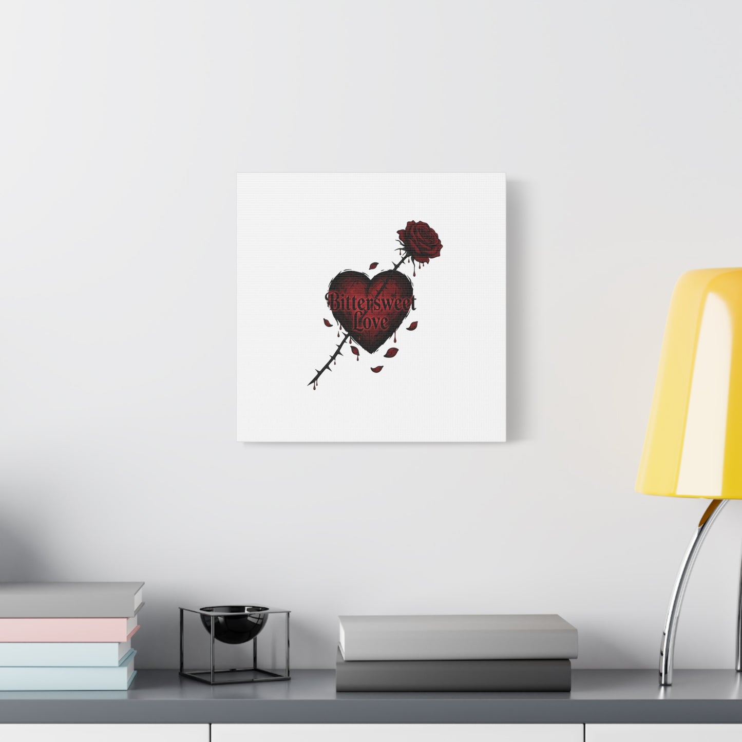 Bittersweet Love heart & thorn rose Canvas | Goth Valentine, Dark Romance Art Print