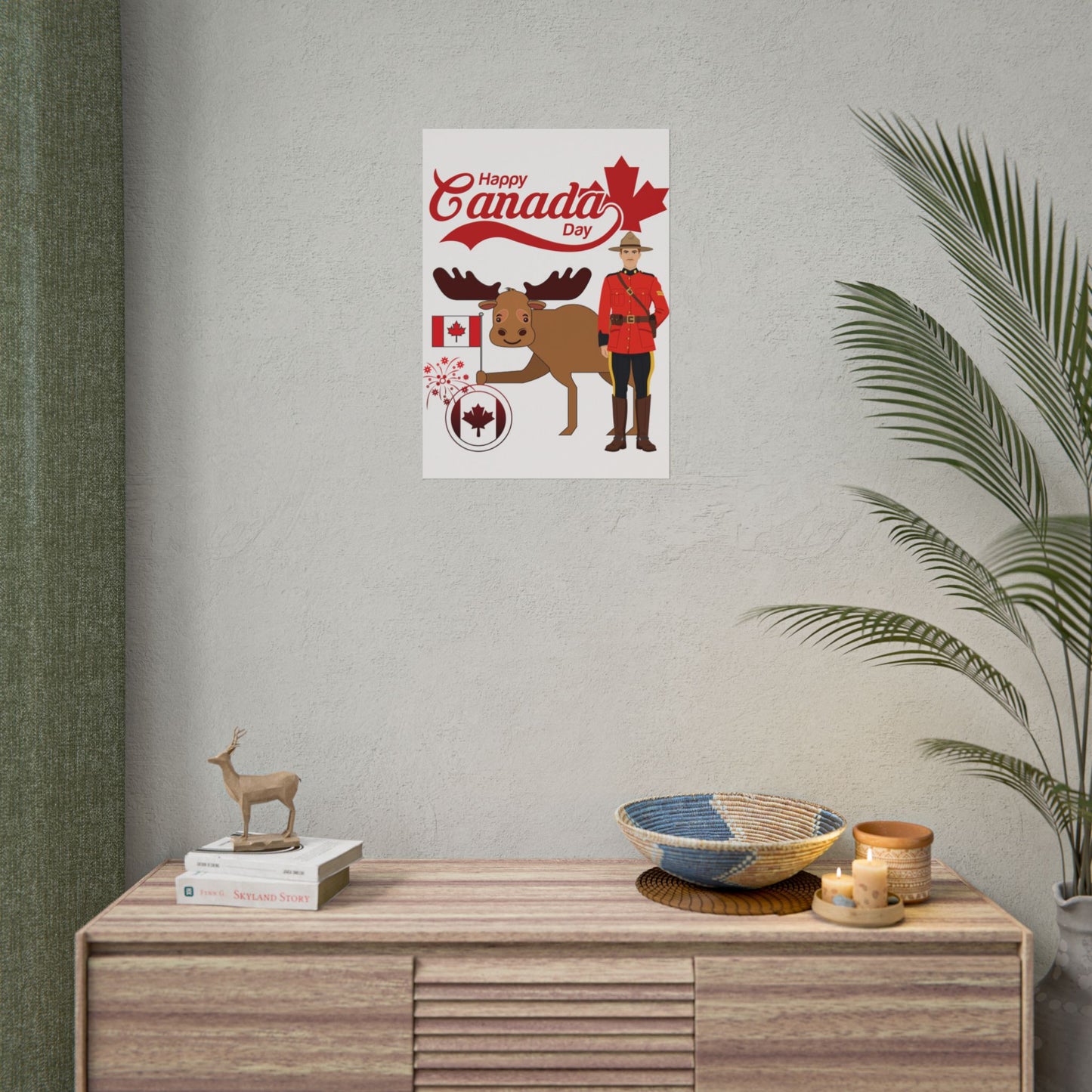 Canada Day Poster - Happy Canada Day Moose & Mountie Rolled Poster