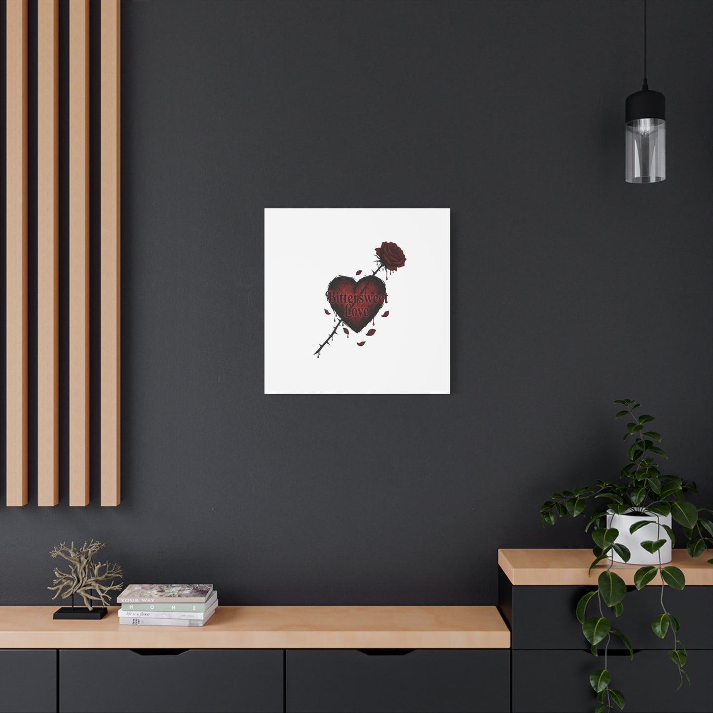 Bittersweet Love heart & thorn rose Canvas | Goth Valentine, Dark Romance Art Print