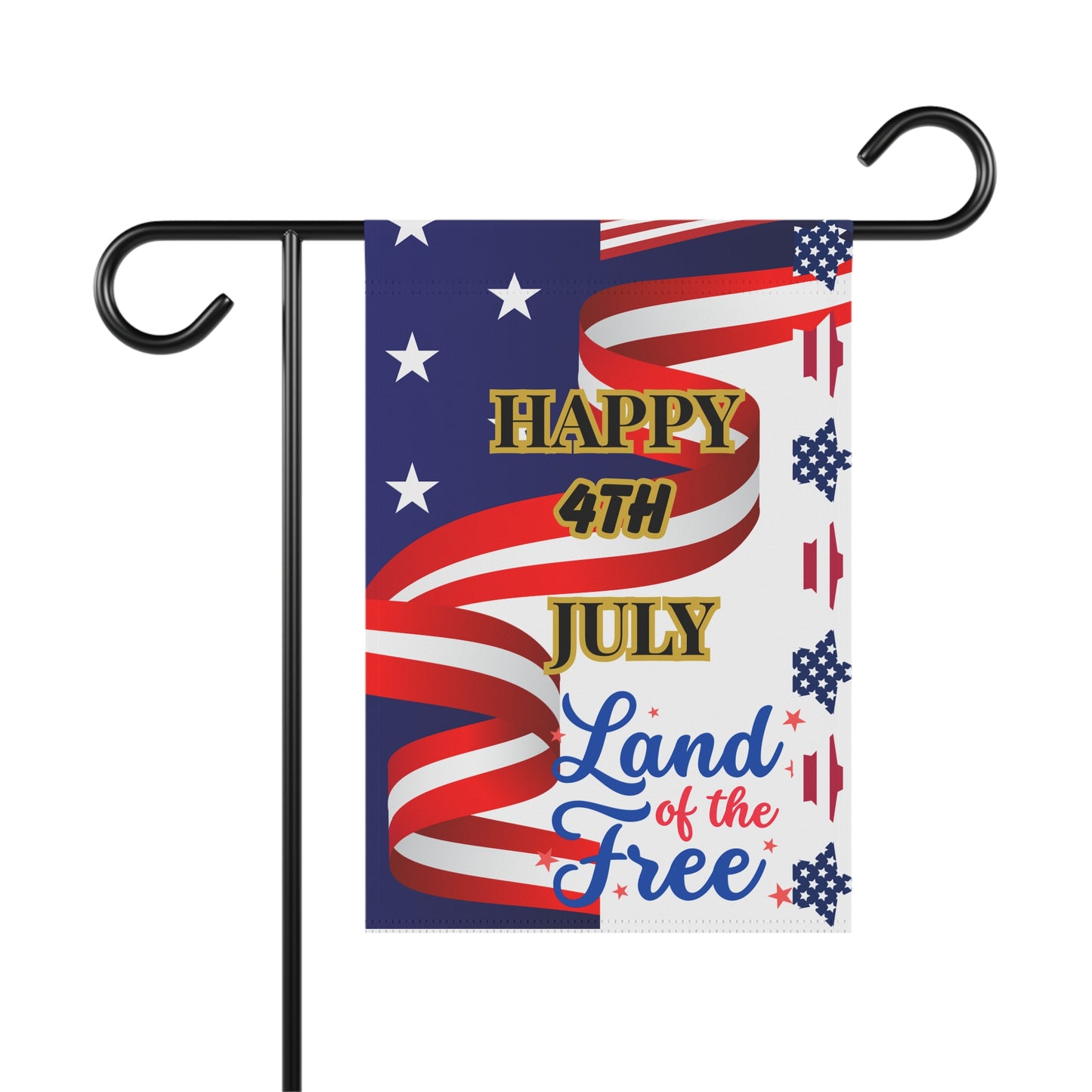 Happy 4th July Land of the Free Garden Banner | Patriotic House Flag