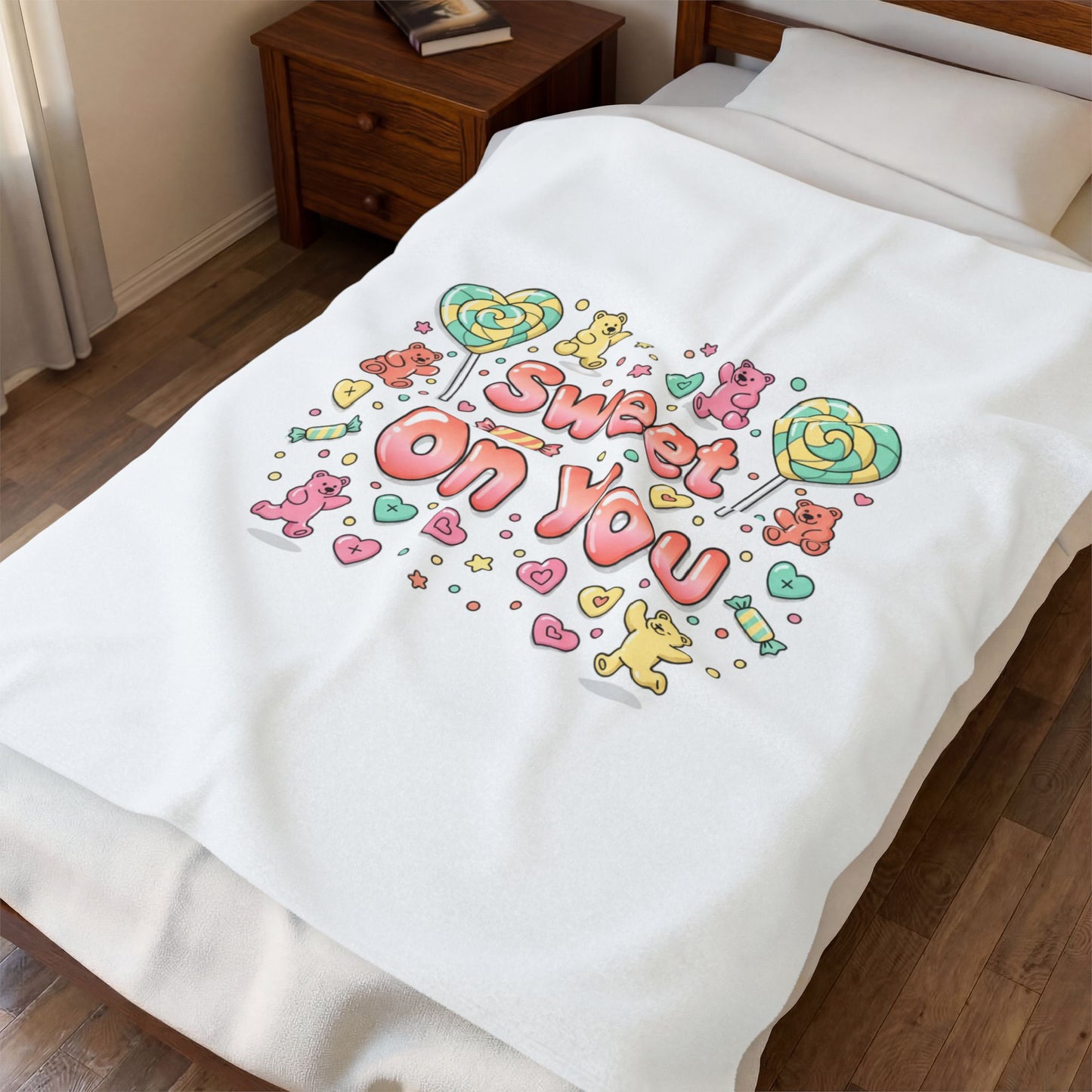 Sweet On You Plush Blanket | Candycore Valentine heart candy pattern