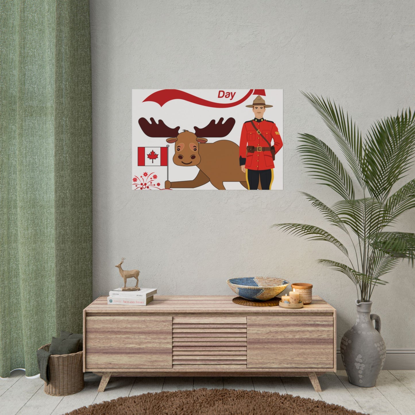 Canada Day Poster - Happy Canada Day Moose & Mountie Rolled Poster