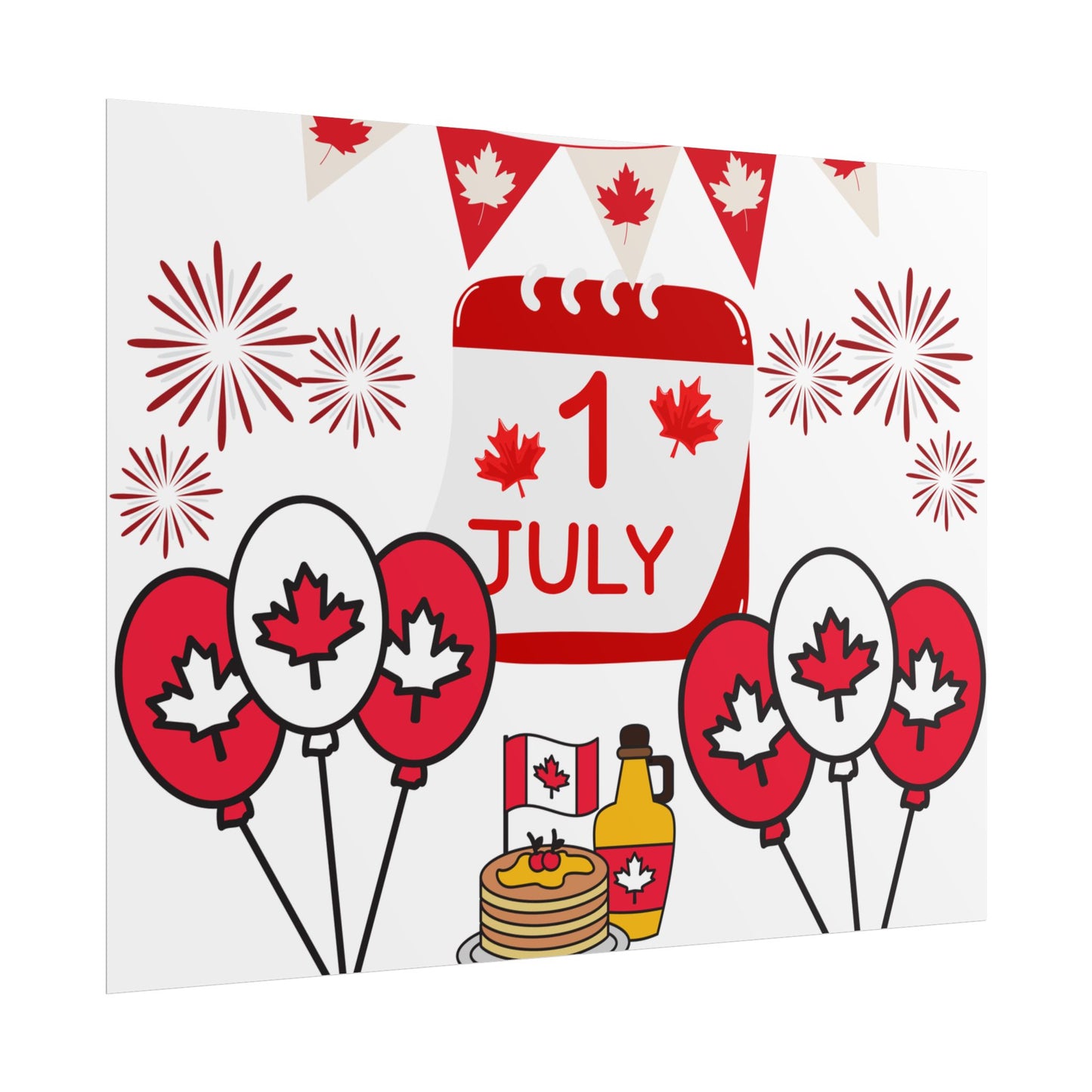 Canada Day 1 July Poster – Red Maple Leaf Celebration Print