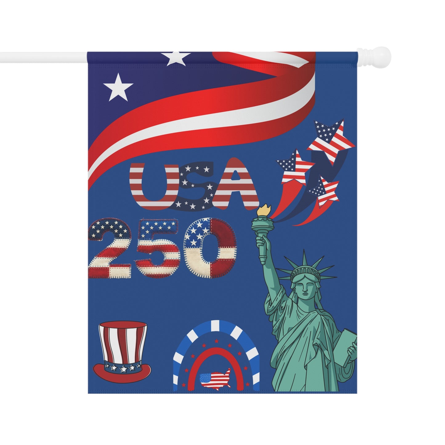 USA 250 Patriotic Garden Banner | Statue of Liberty, Flag Elements