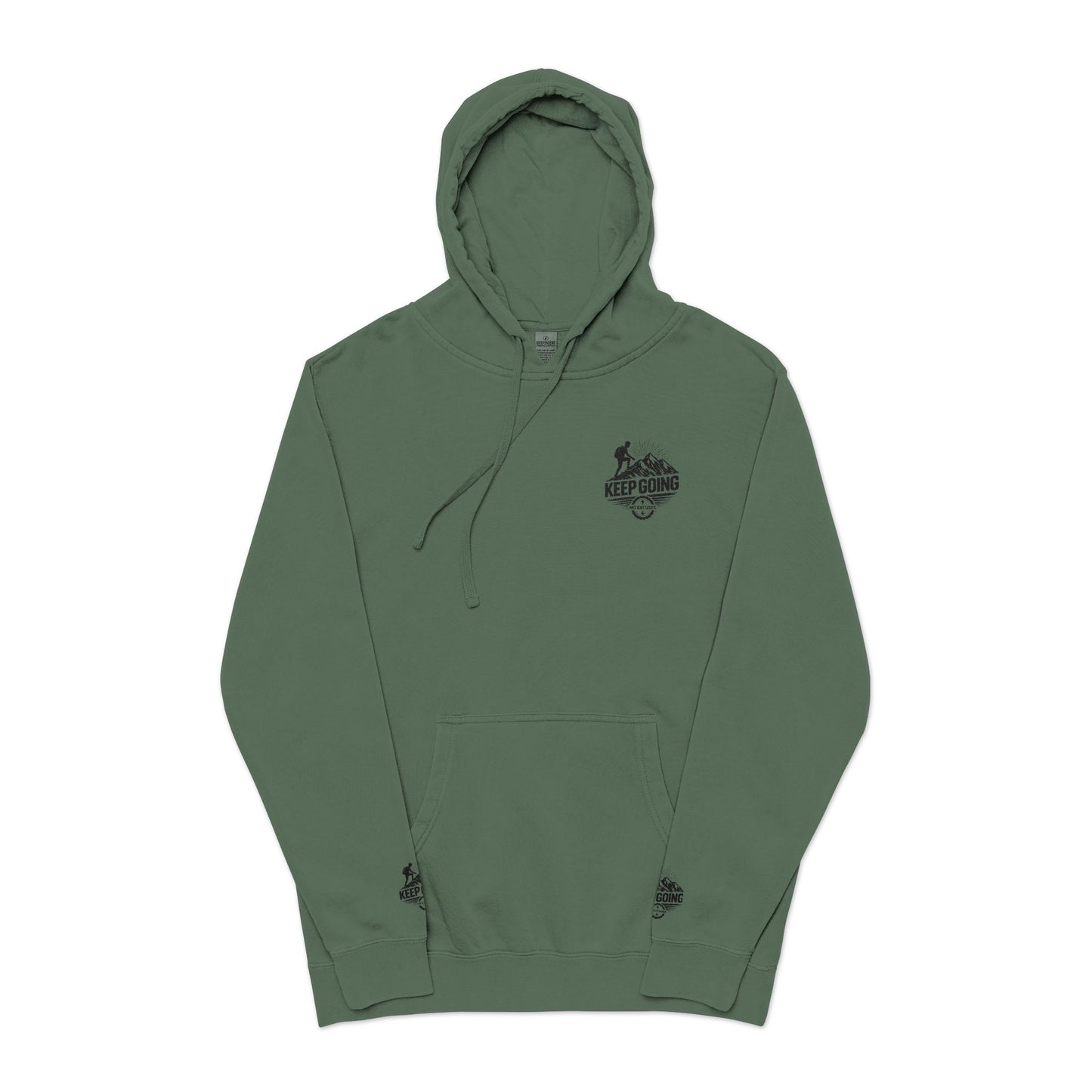 Keep Going Hoodie | Motivational Text Pigment-Dyed Hoodie