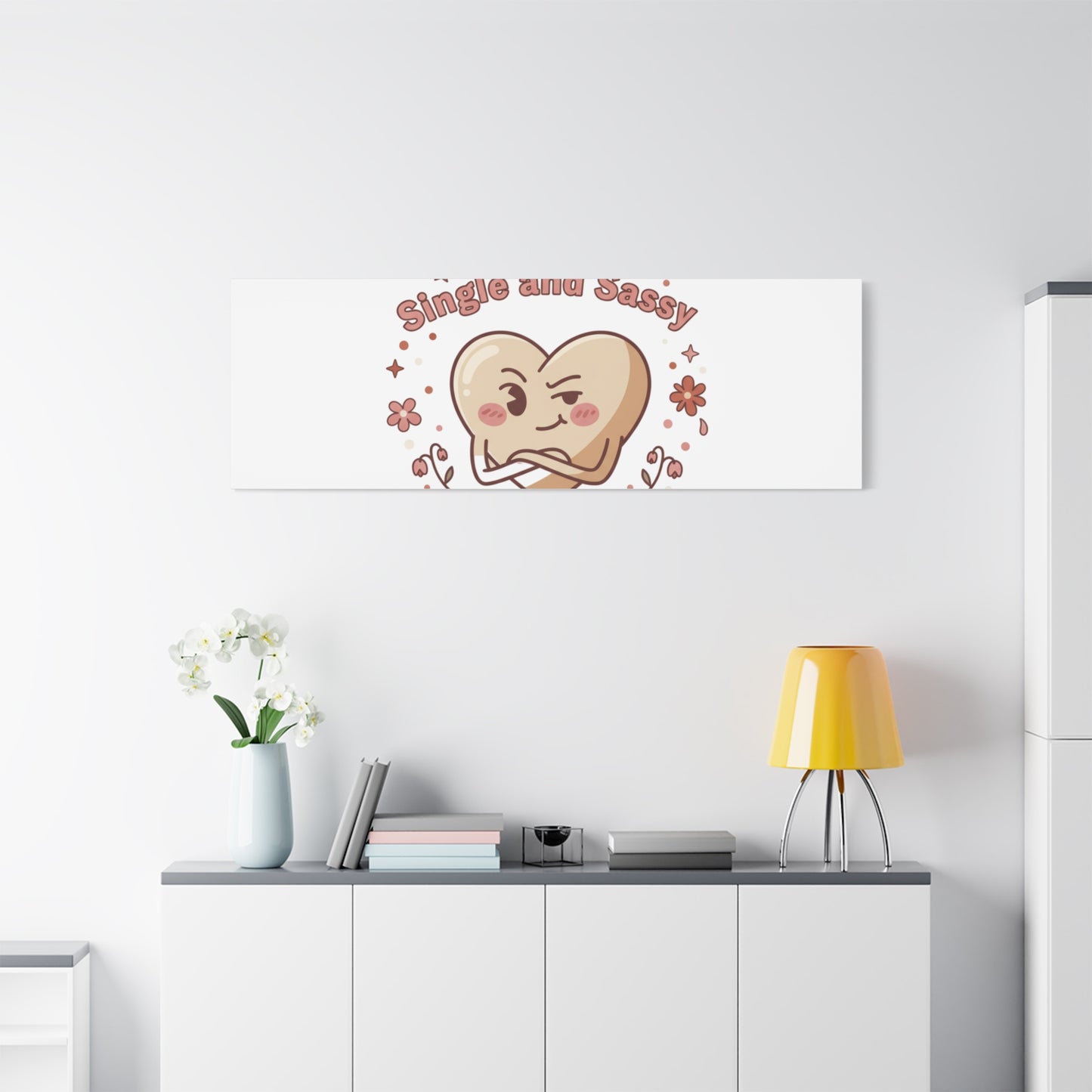 Single and Sassy Heart Canvas | Anti‑Valentine, Pastel Cynic Wall Art