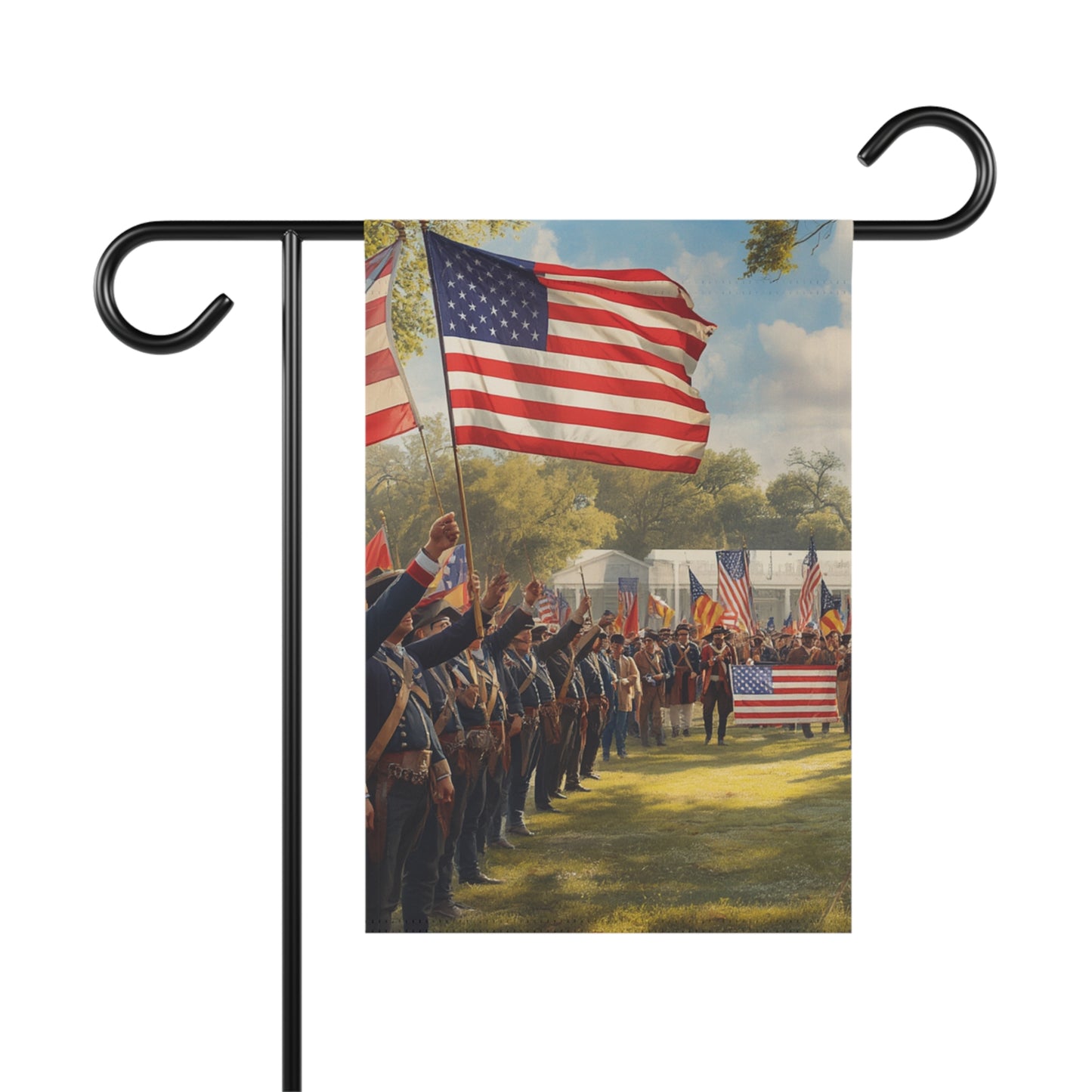 Civil War Soldiers with American Flag Garden Banner | Patriotic Memorial Decoration