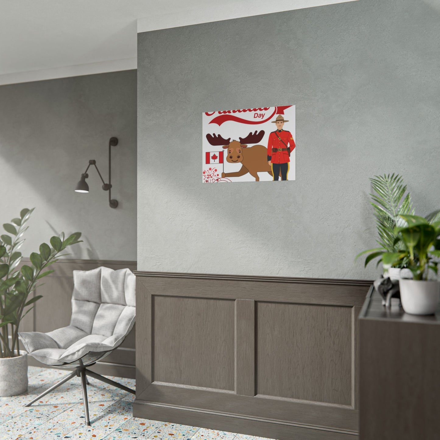 Canada Day Poster - Happy Canada Day Moose & Mountie Rolled Poster