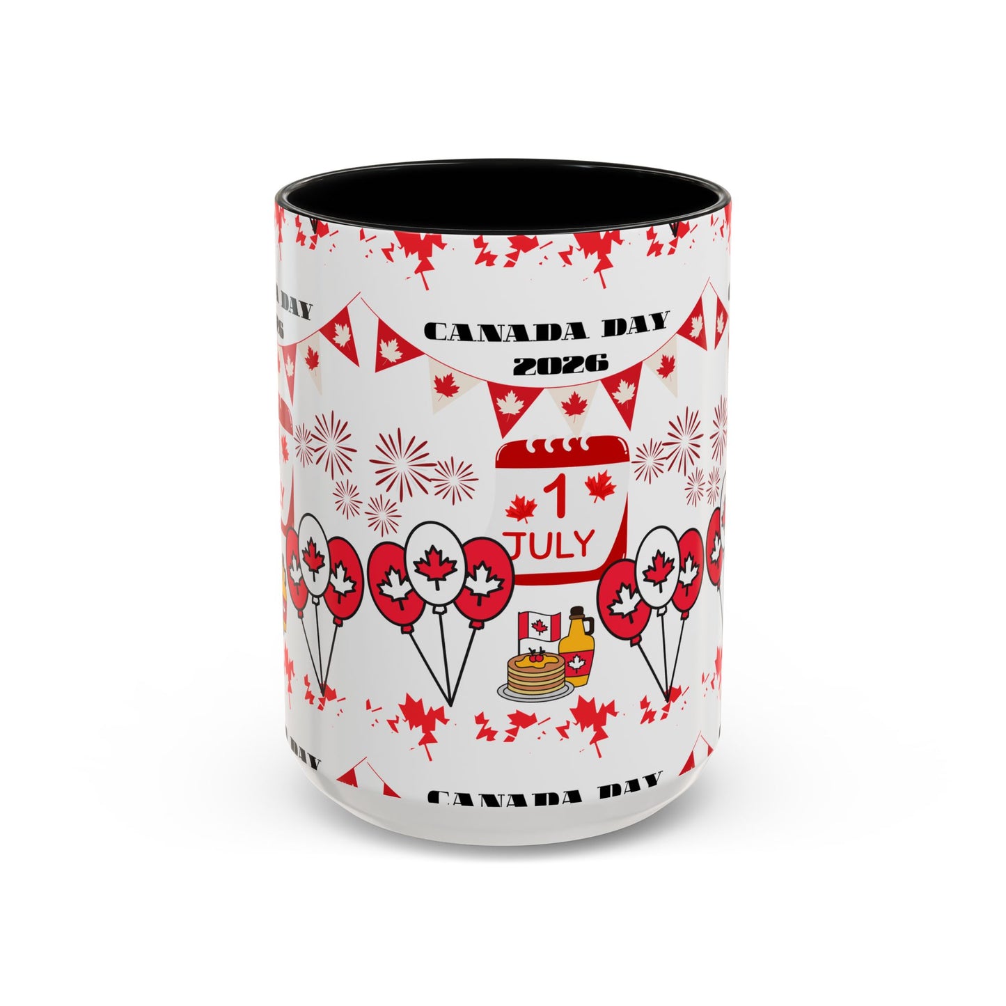 Canada Day Coffee Mug - 1 July 2026 Red Maple Balloon Accent Mug