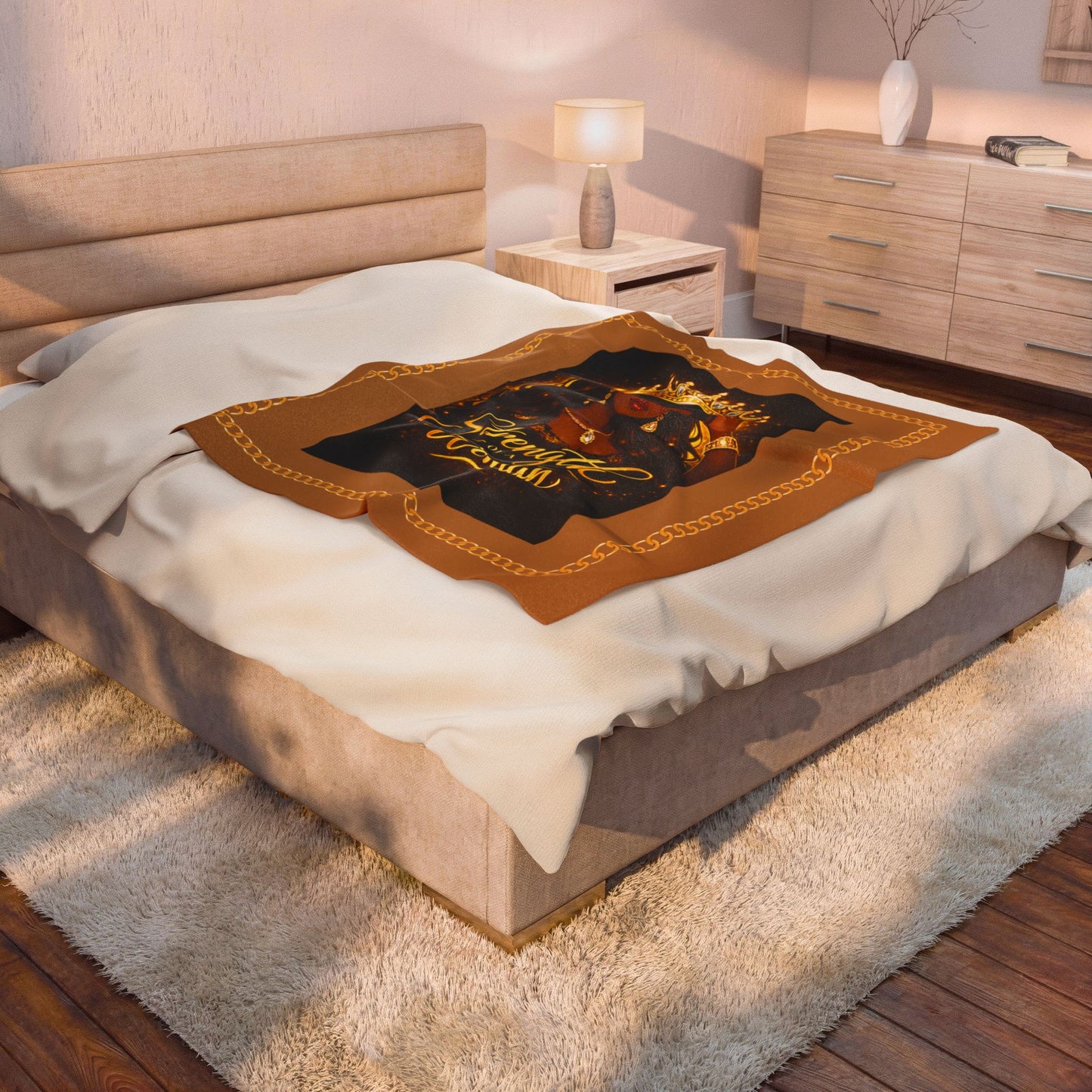Velveteen Plush Blanket – "Strength of a Woman" Crowned Queen Throw