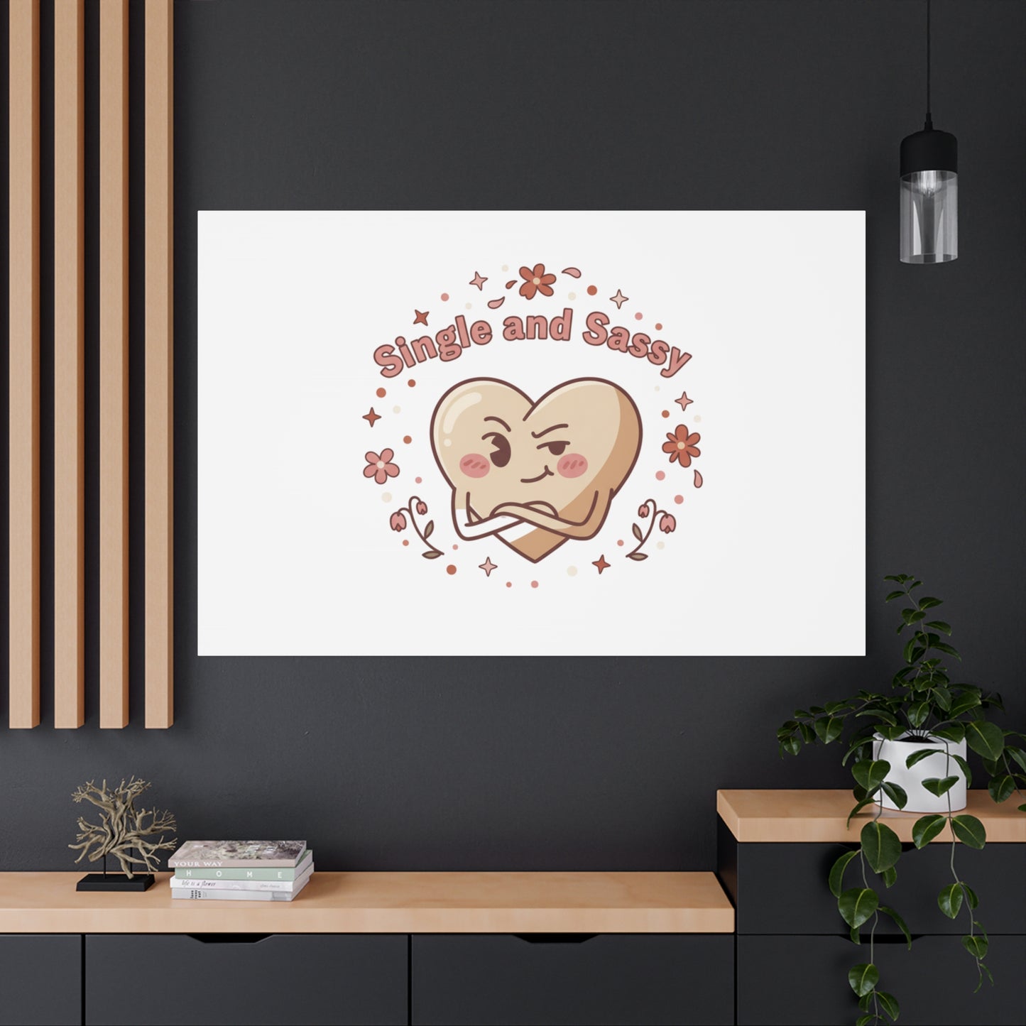 Single and Sassy Heart Canvas | Anti‑Valentine, Pastel Cynic Wall Art