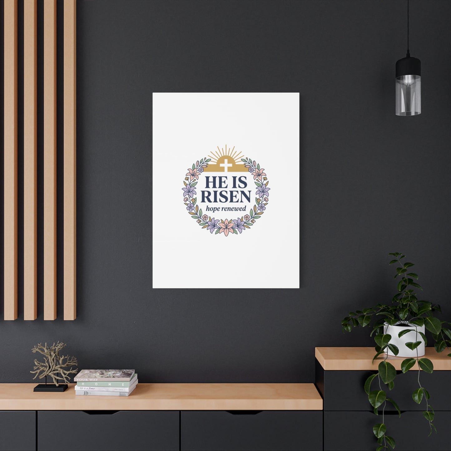 He Is Risen Canvas | Christian Easter Wall Art, Resurrection Scripture