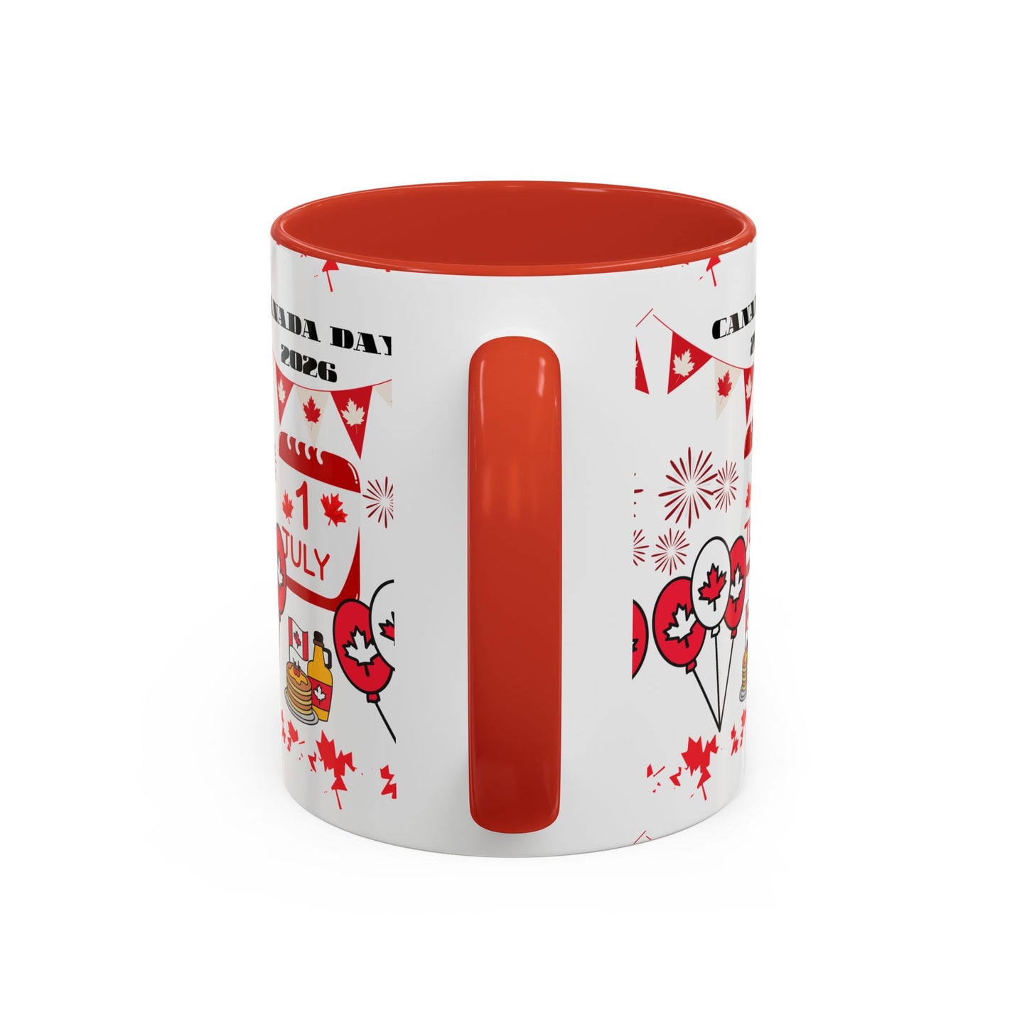 Canada Day Coffee Mug - 1 July 2026 Red Maple Balloon Accent Mug