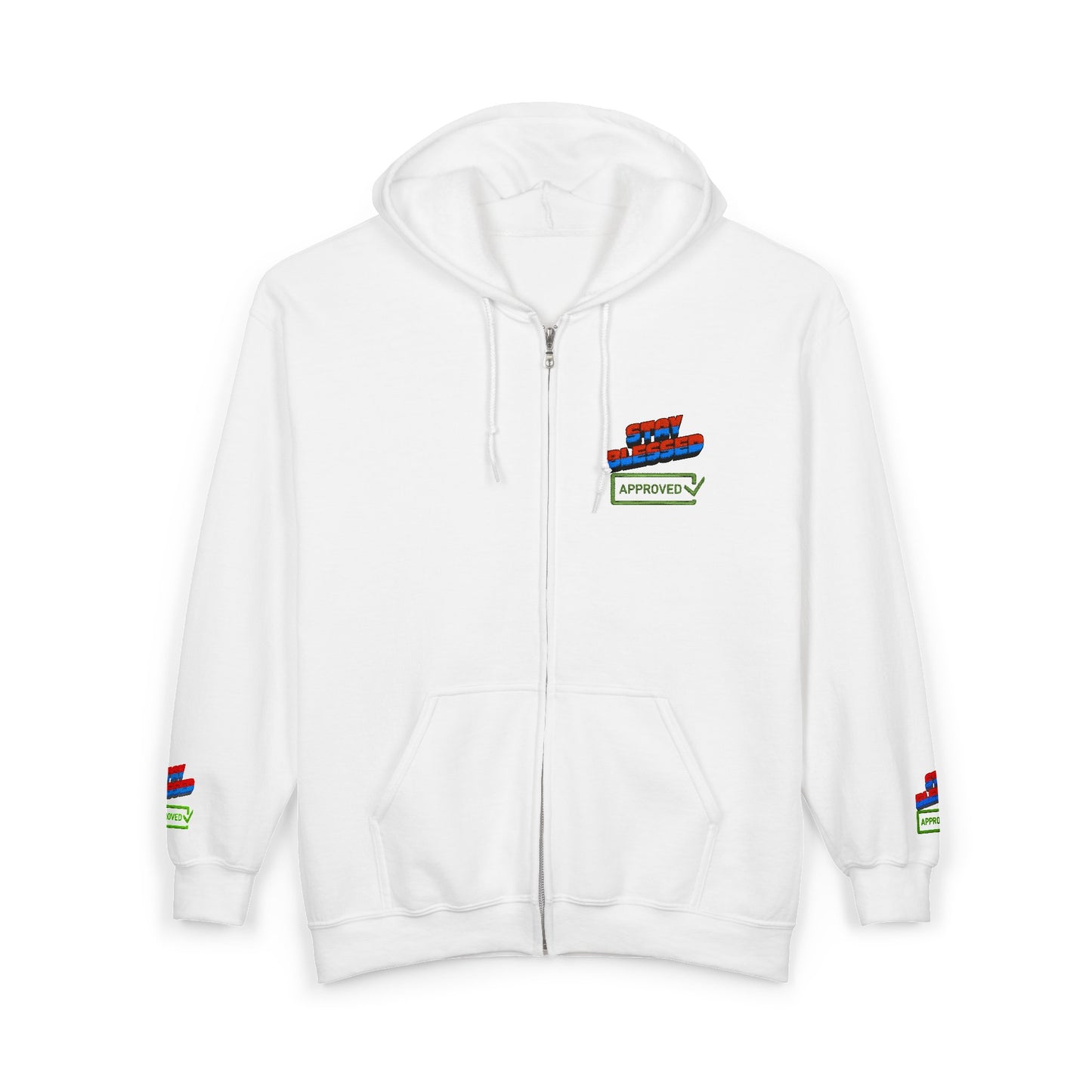 'Approved' Retro Badge Colorblock Full-Zip Hoodie