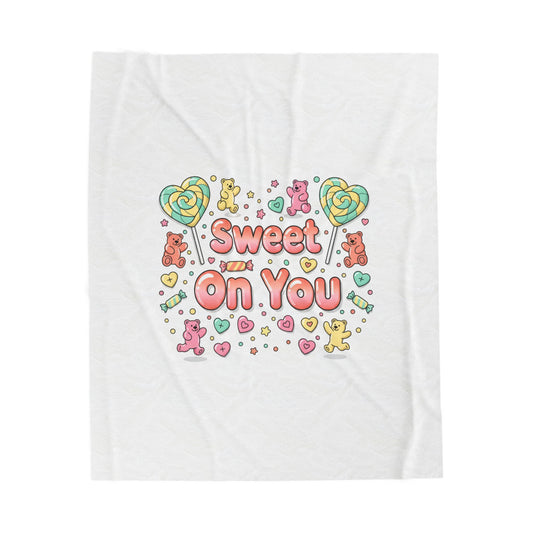 Sweet On You Plush Blanket | Candycore Valentine heart candy pattern
