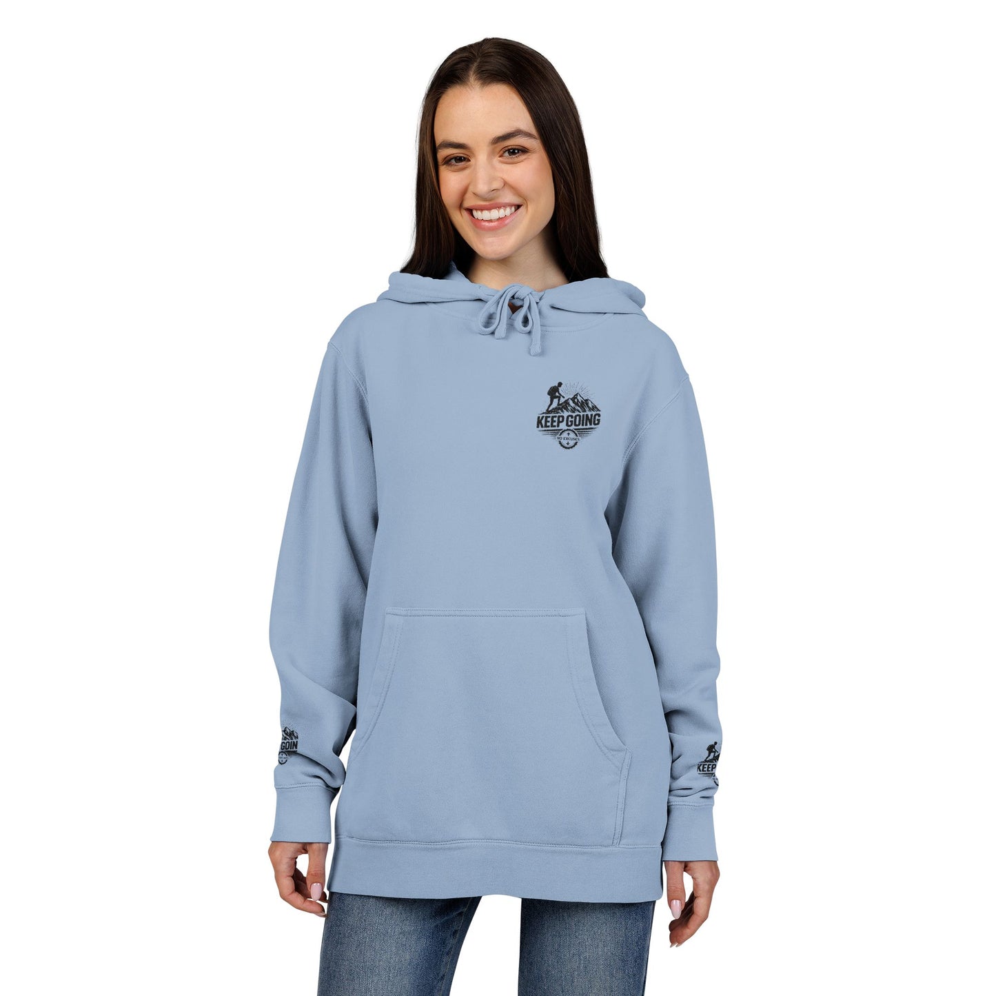 Keep Going Hoodie | Motivational Text Pigment-Dyed Hoodie
