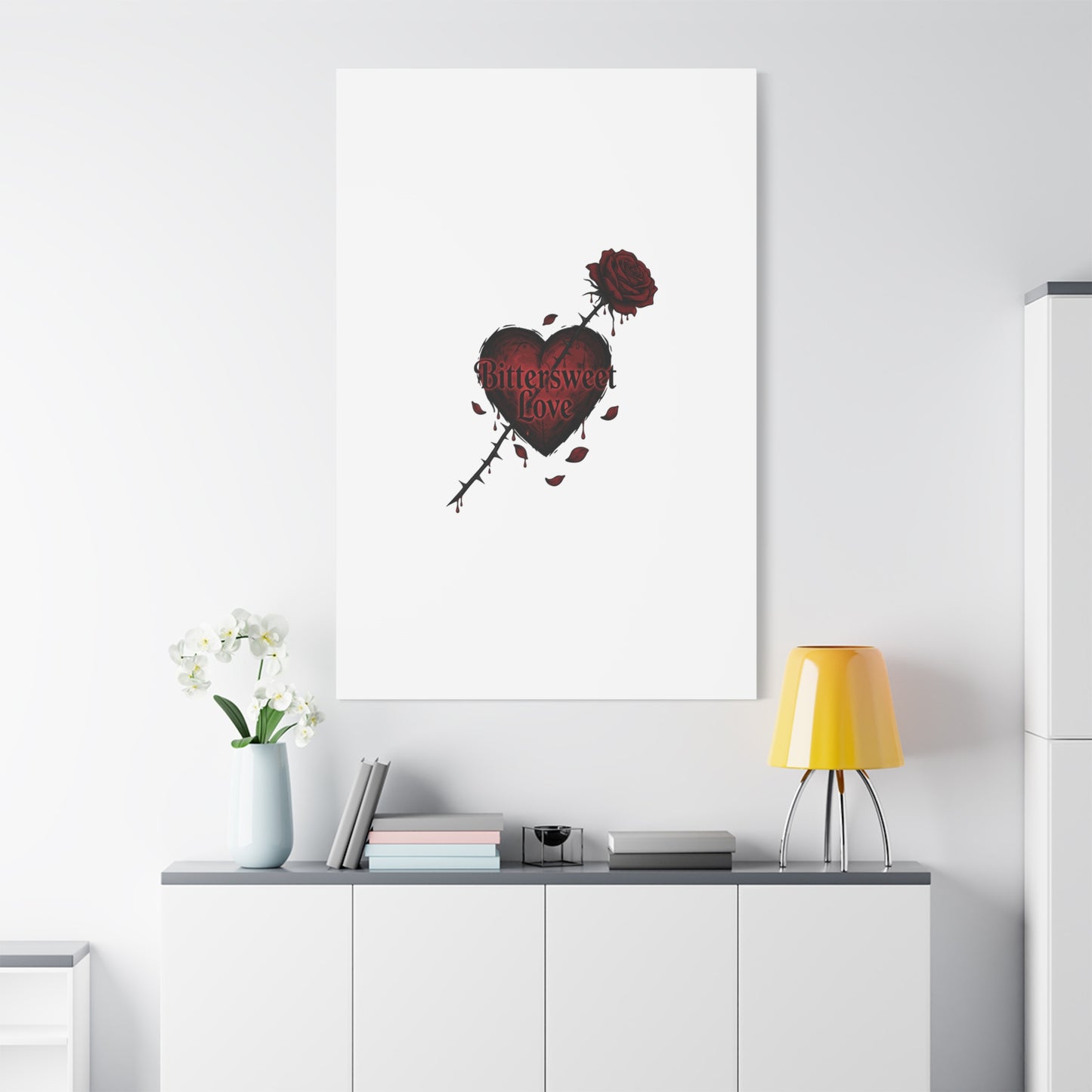 Bittersweet Love heart & thorn rose Canvas | Goth Valentine, Dark Romance Art Print