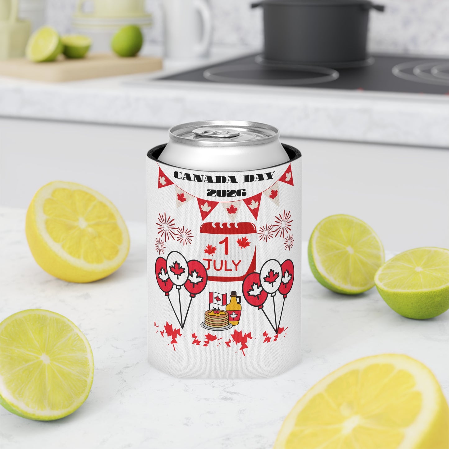 Canada Day Can Cooler — Happy Canada Day 1 July Patriotic Beverage Koozie