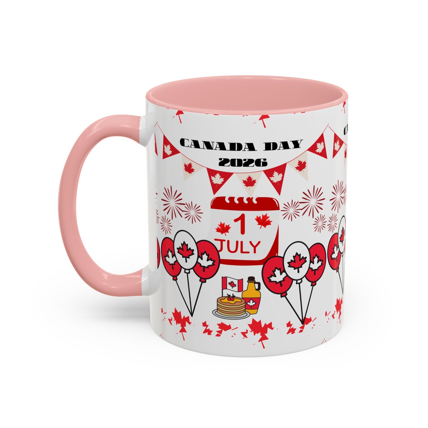 Canada Day Coffee Mug - 1 July 2026 Red Maple Balloon Accent Mug