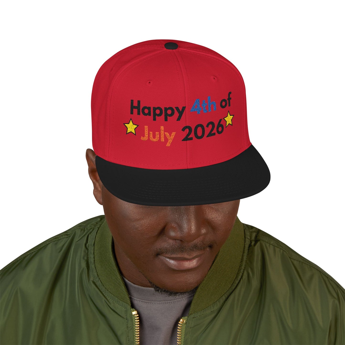 Happy 4th of July 2026 Embroidered Snapback Hat