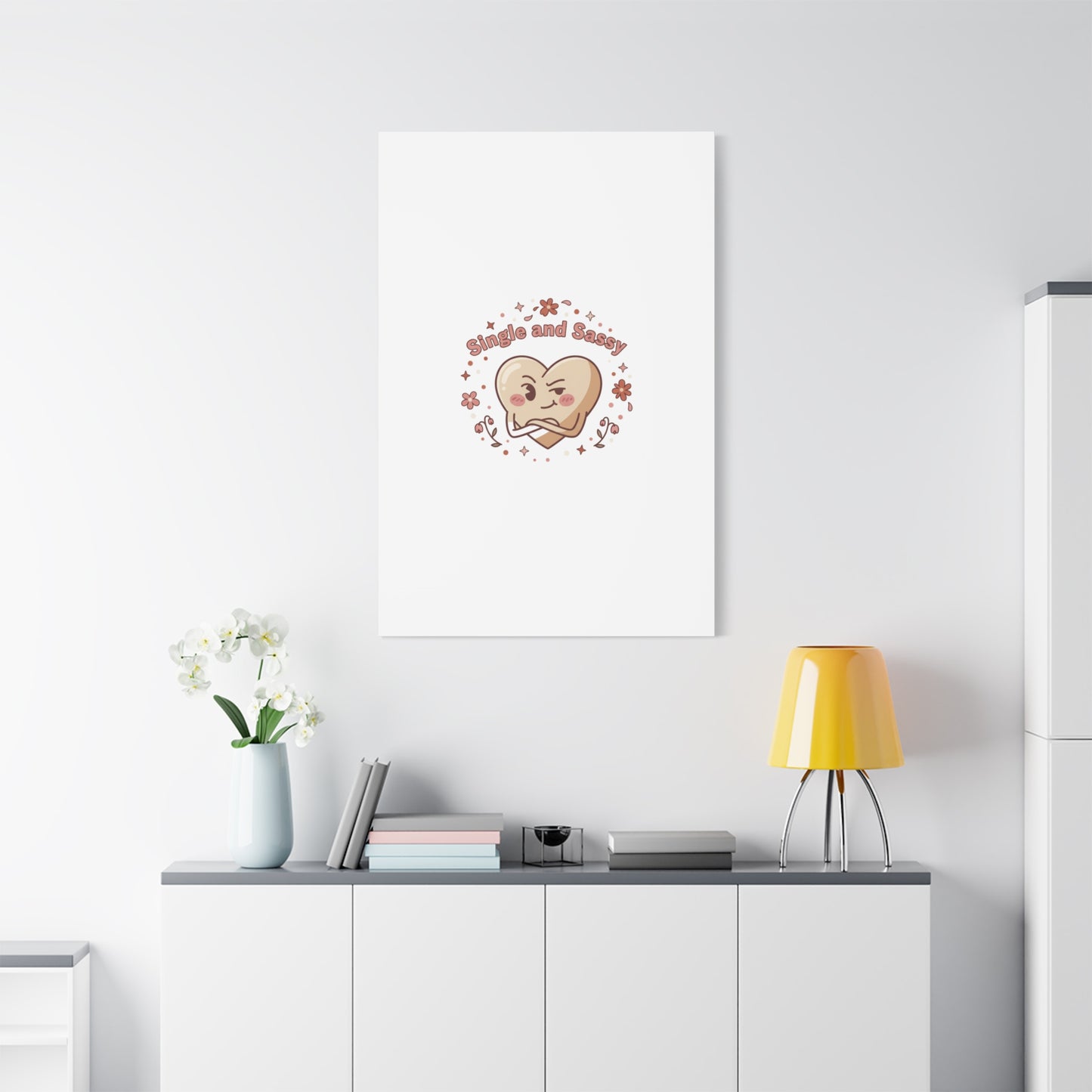 Single and Sassy Heart Canvas | Anti‑Valentine, Pastel Cynic Wall Art