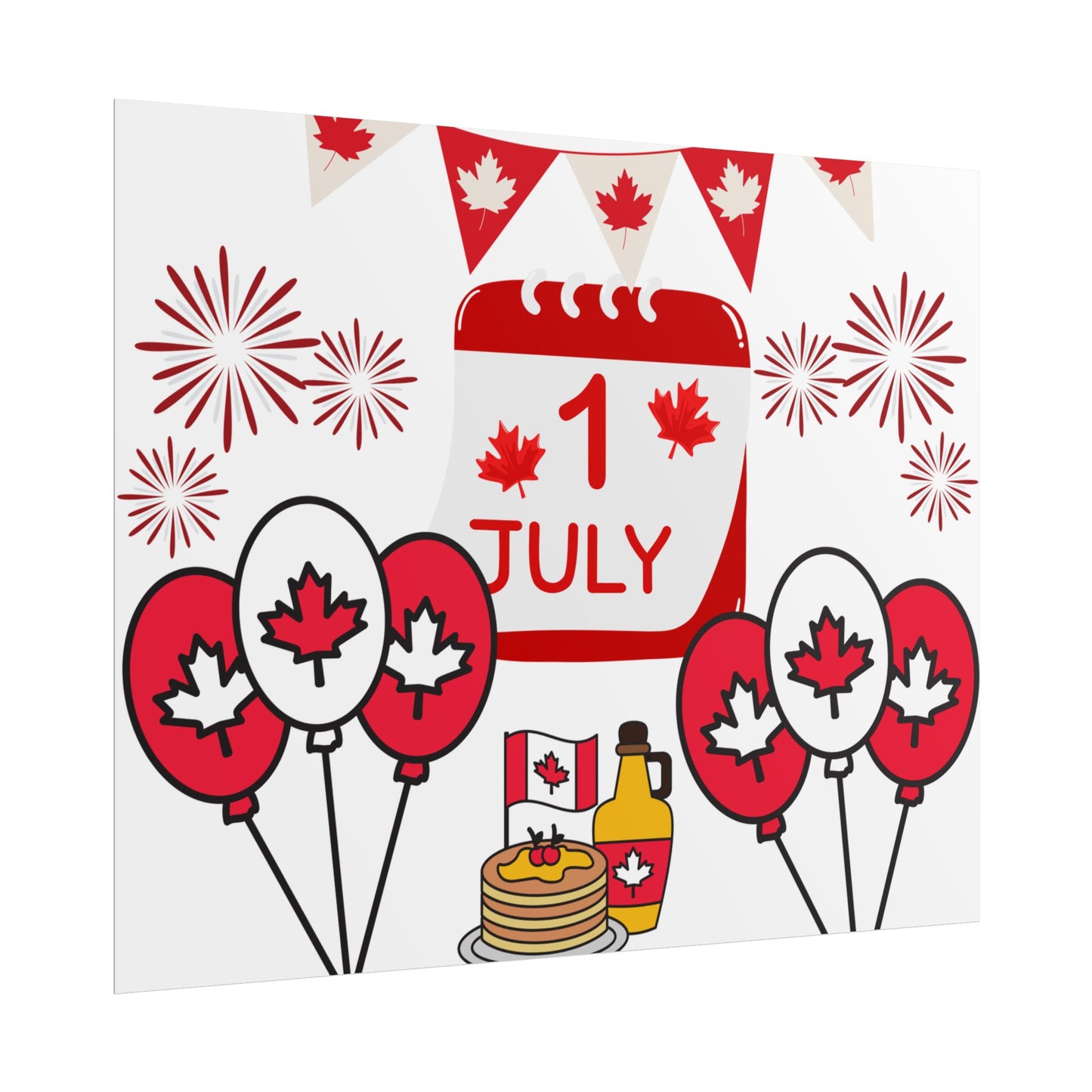Canada Day 1 July Poster – Red Maple Leaf Celebration Print