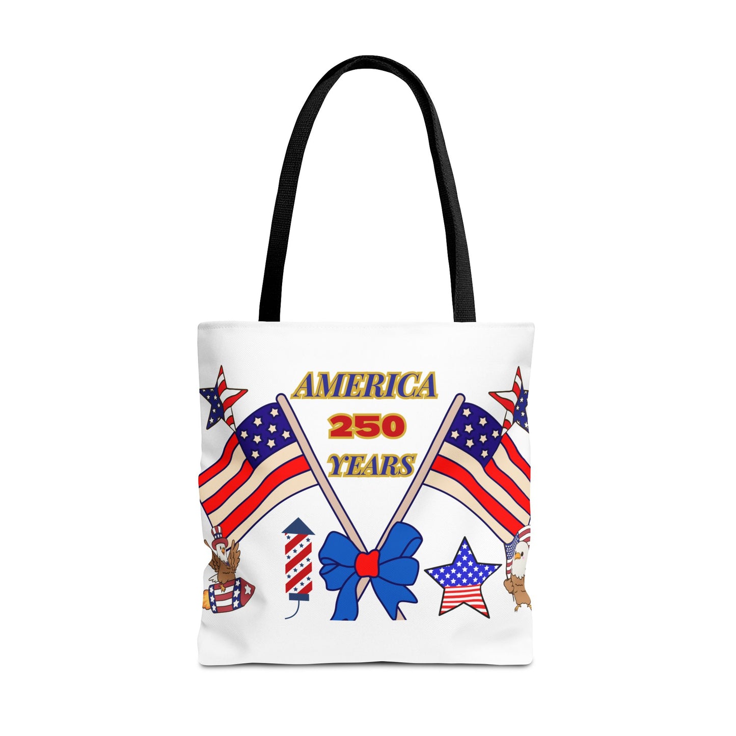 America 250 Years Flag Crossed Flags Patriotic Tote Bag | Independence Day
