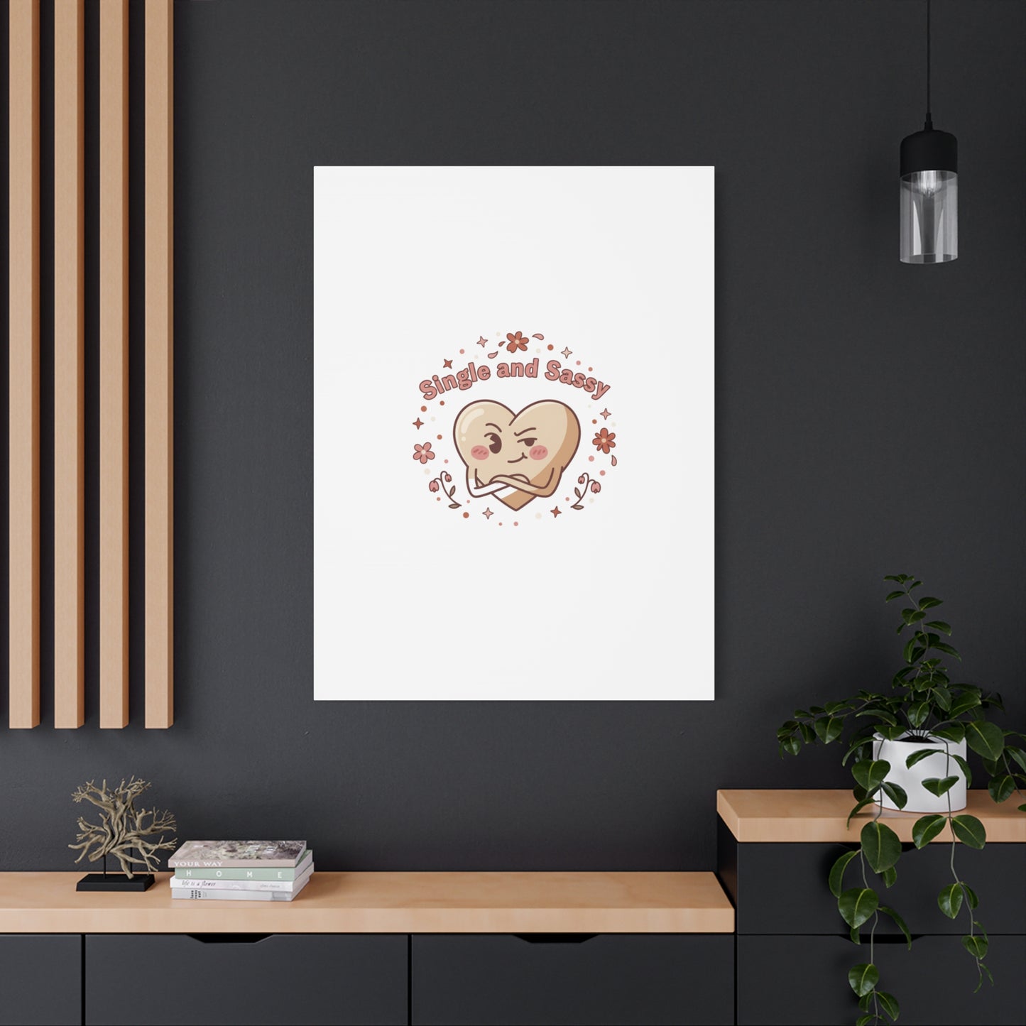 Single and Sassy Heart Canvas | Anti‑Valentine, Pastel Cynic Wall Art