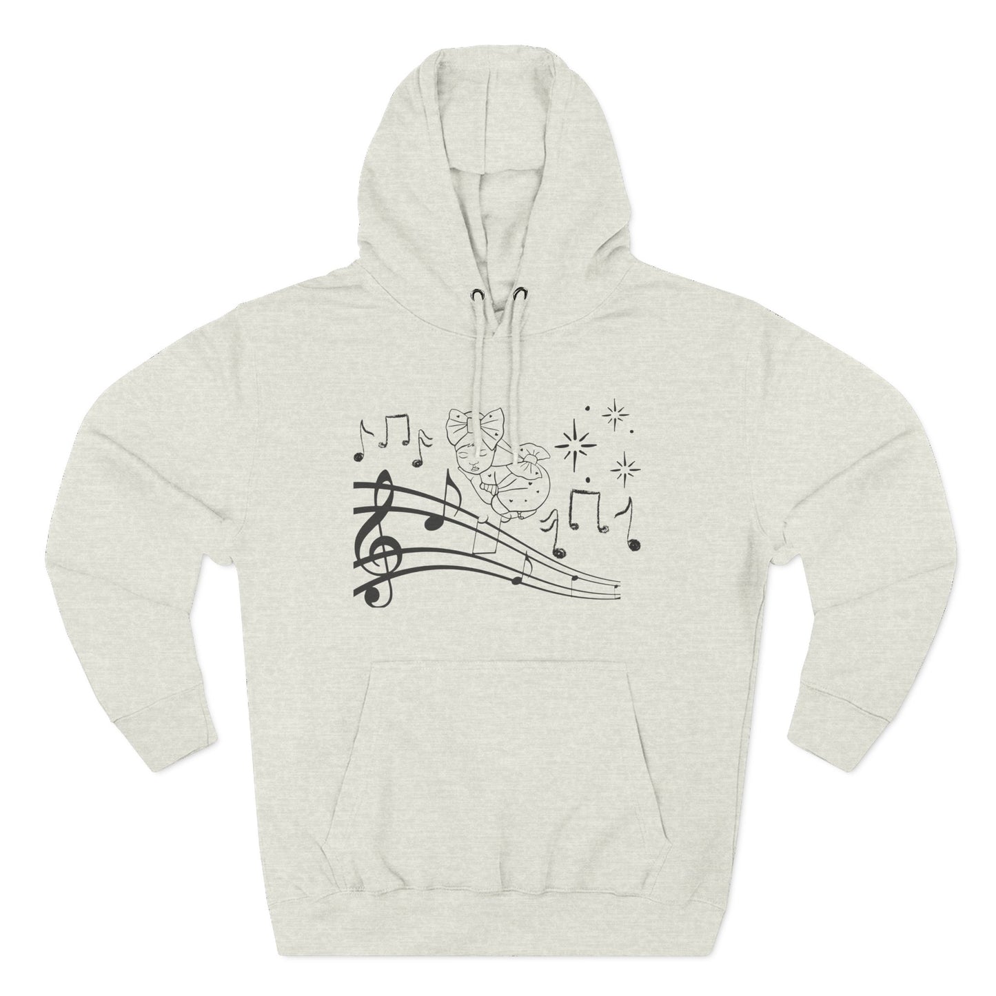 Musical Notes Hoodie – Cute Bunny on Staff Graphic Pullover