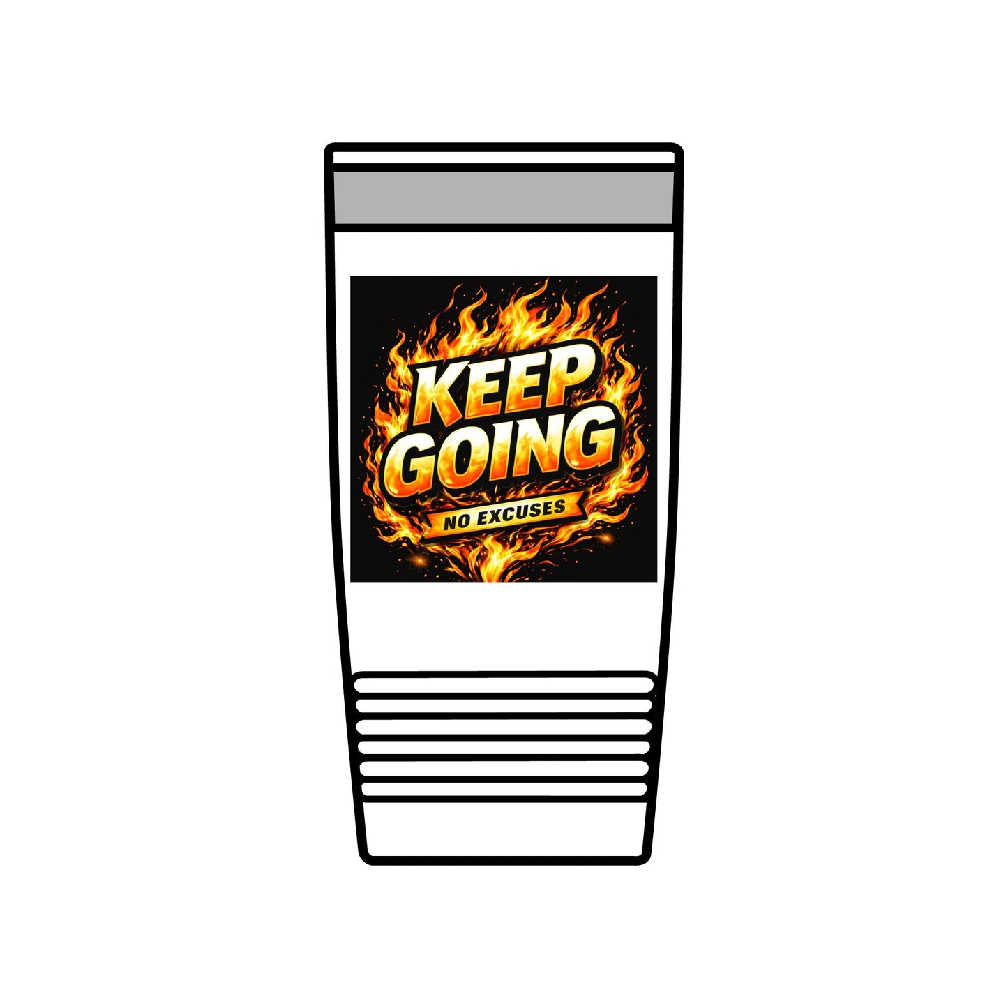 Motivational Tumbler 20oz | Keep Going No Excuses Cup | Black Gold Stainless Steel Travel Mug | Inspirational Coffee Tumbler Gift