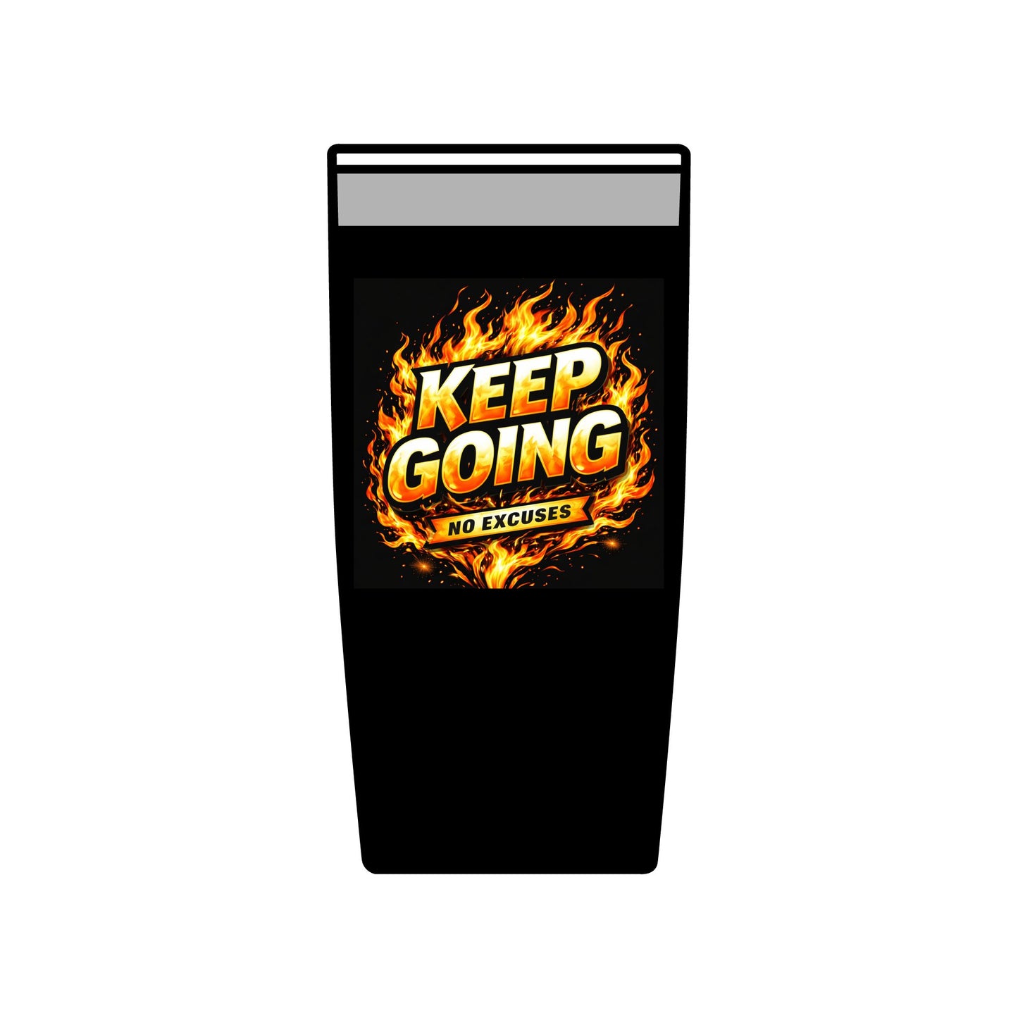 Motivational Tumbler 20oz | Keep Going No Excuses Cup | Black Gold Stainless Steel Travel Mug | Inspirational Coffee Tumbler Gift