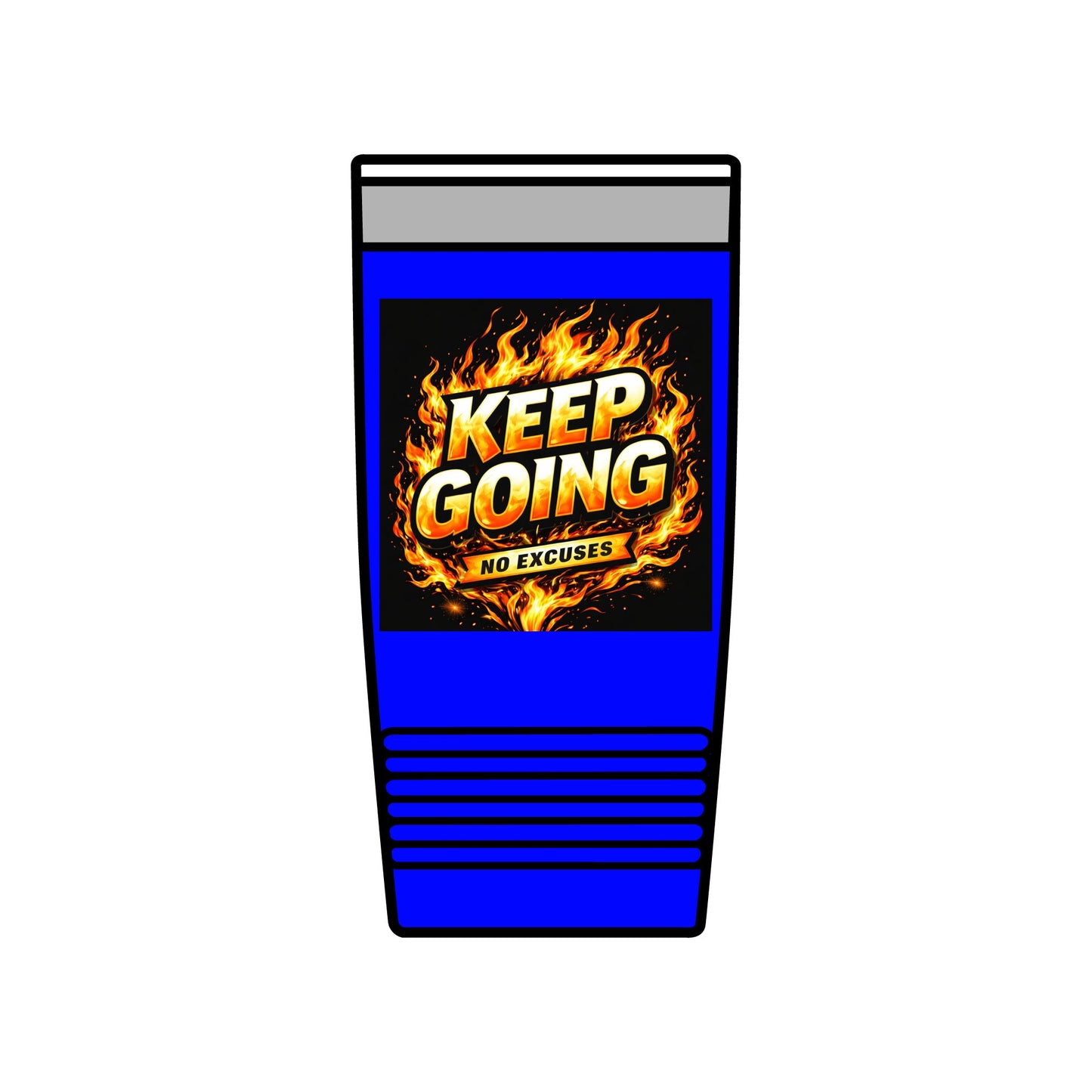 Motivational Tumbler 20oz | Keep Going No Excuses Cup | Black Gold Stainless Steel Travel Mug | Inspirational Coffee Tumbler Gift